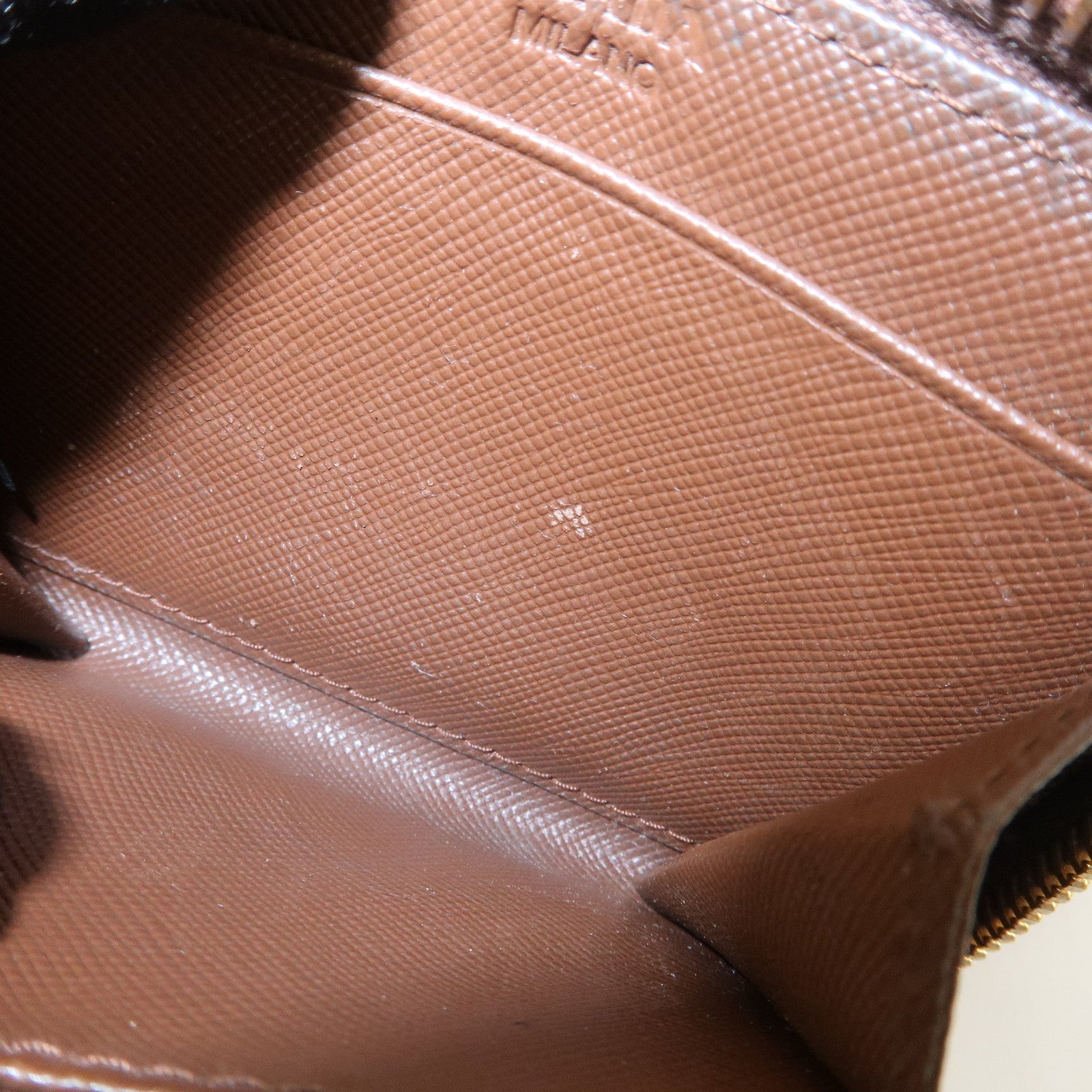 PRADA Triangle Logo Saffiano Leather Coin Case Coin Purse Brown