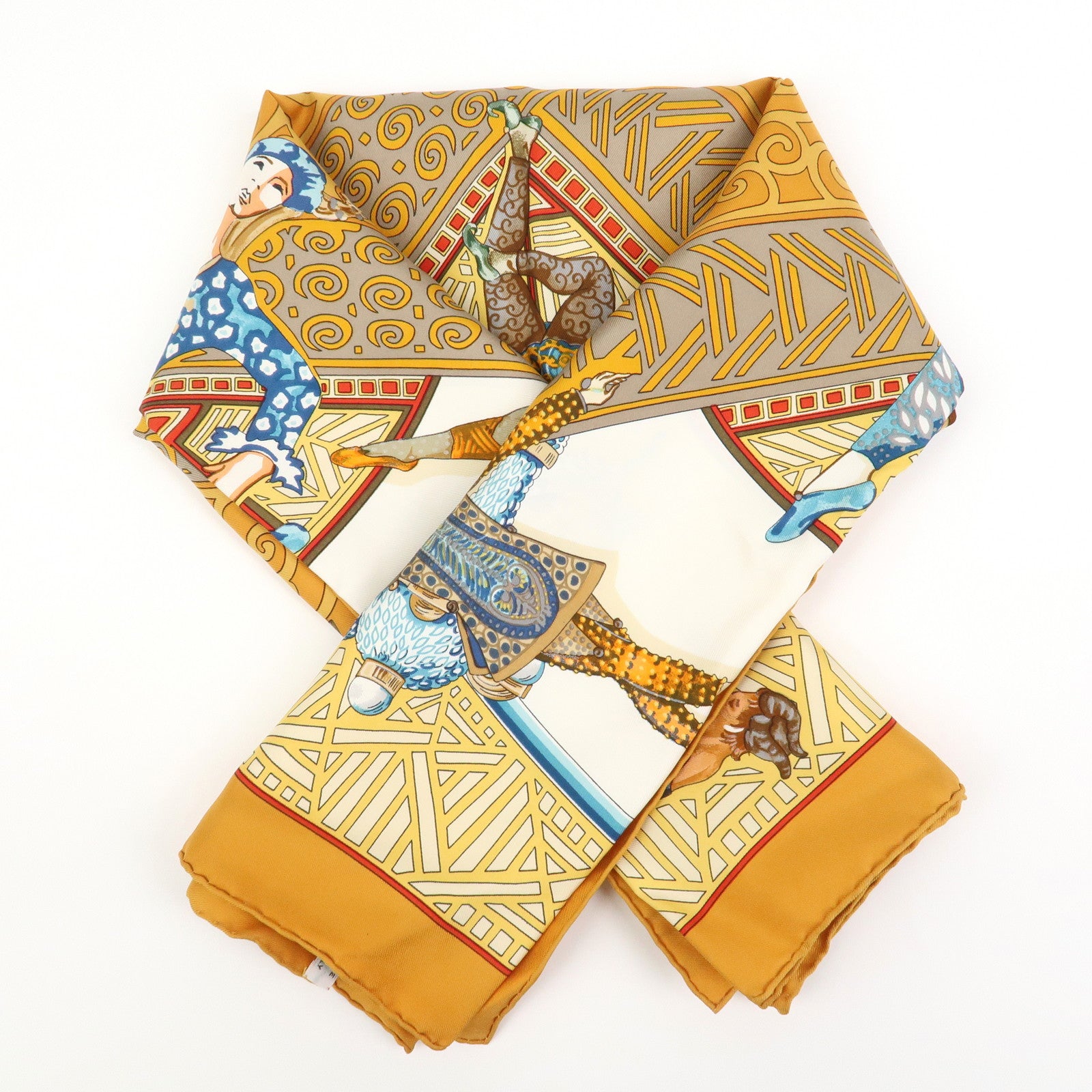 HERMES Carre 90 Silk 100% Scarf LES BALLETS RUSSES Orange