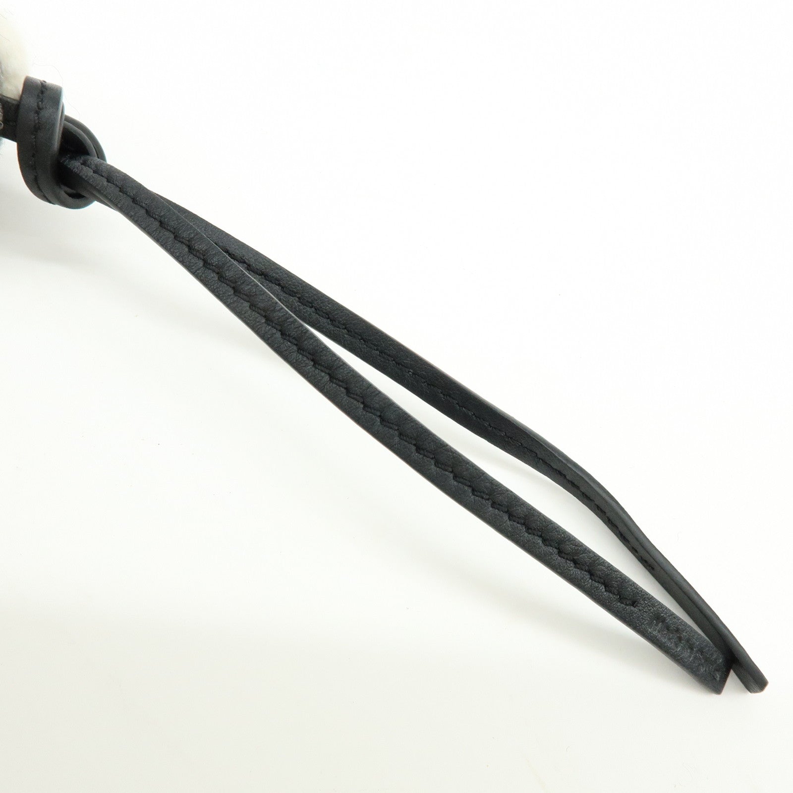 LOEWE Owl Motif Felt Calf Leather Bag Charm Key Holder Gray Black