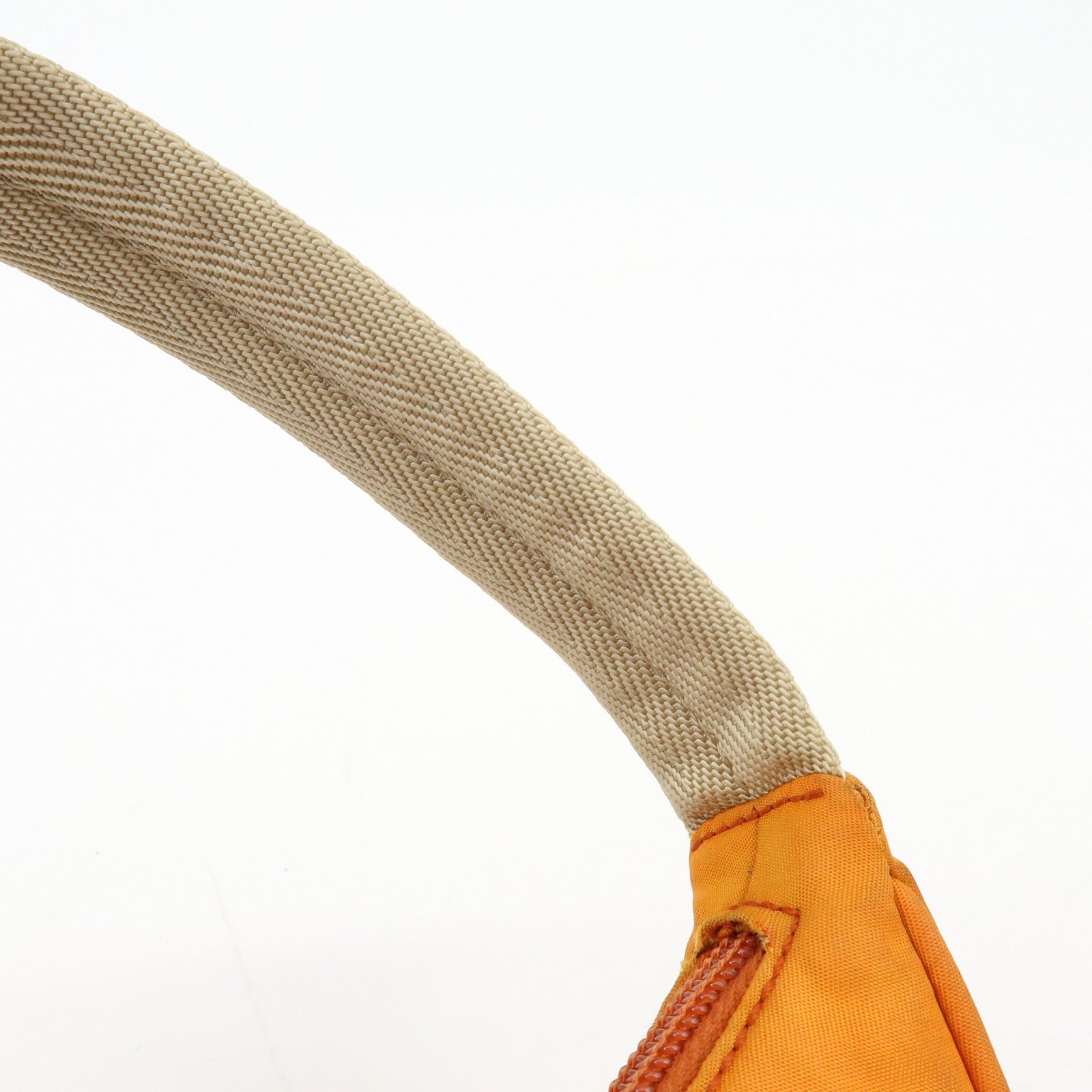 PRADA Triangle Logo Nylon Hand Bag Shoulder Bag Orange Beige