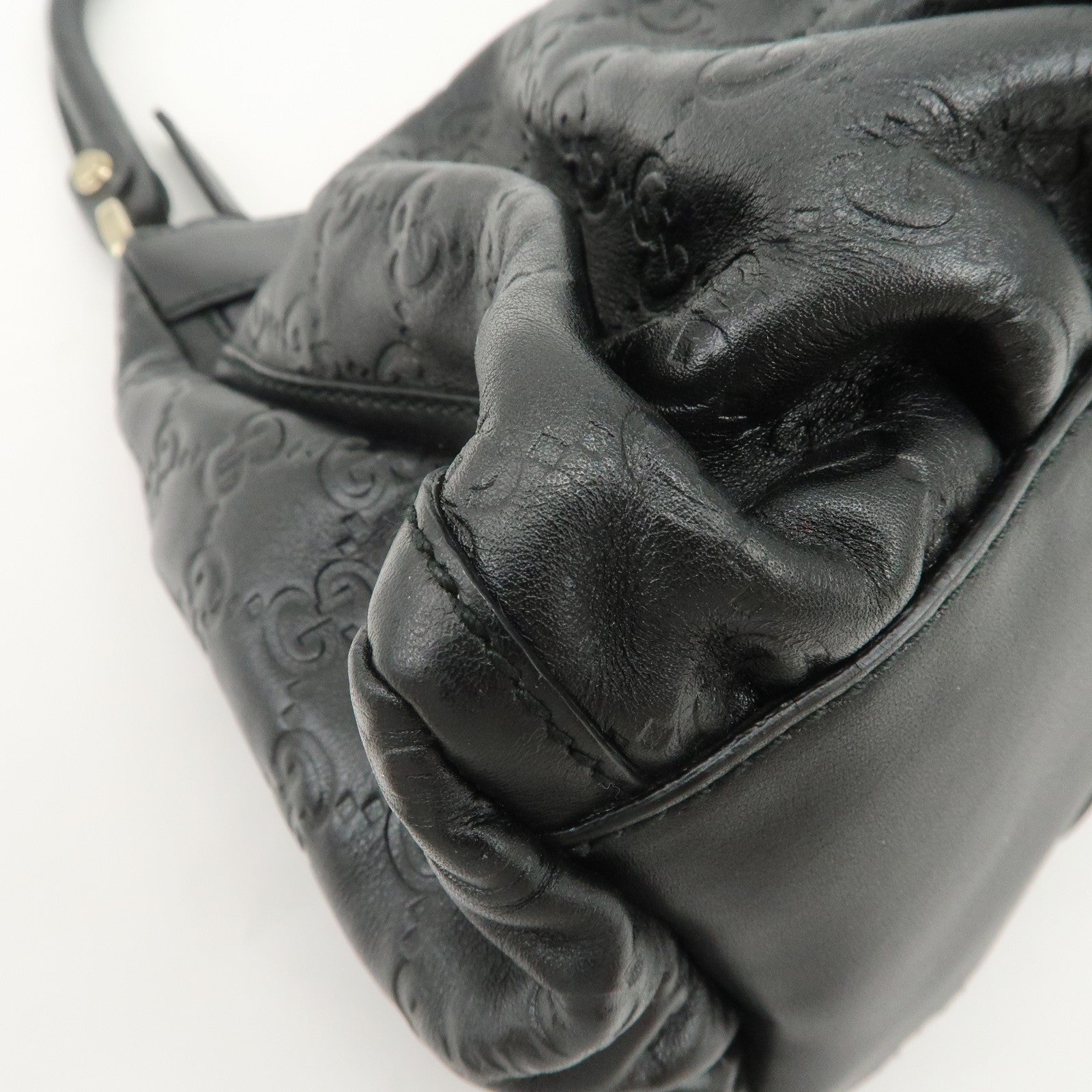 GUCCI Abbey Guccissima Leather Shoulder Bag Hand Bag Black 190525