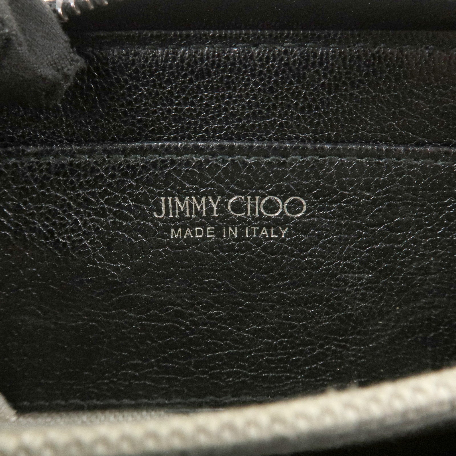 JIMMY CHOO Patent Leather Star Studs Coin Case Card Case Black