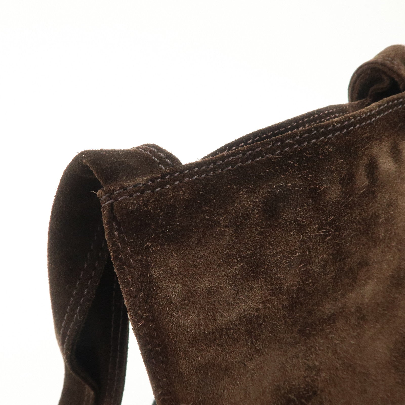 CHANEL Suede Shoulder Bag Crossbody Bag Dark Brown Used