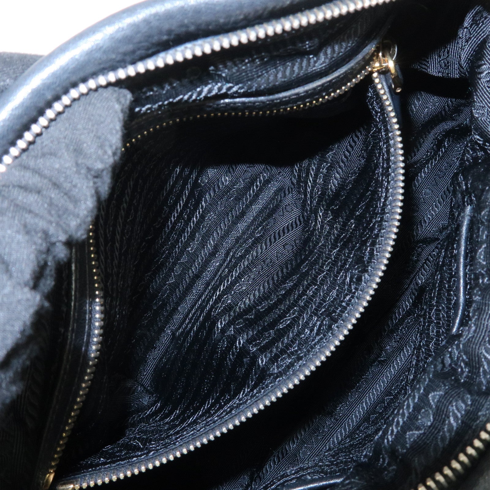 PRADA Nylon Leather 2WAY Bag Hand Bag Shoulder Bag Black BN2032