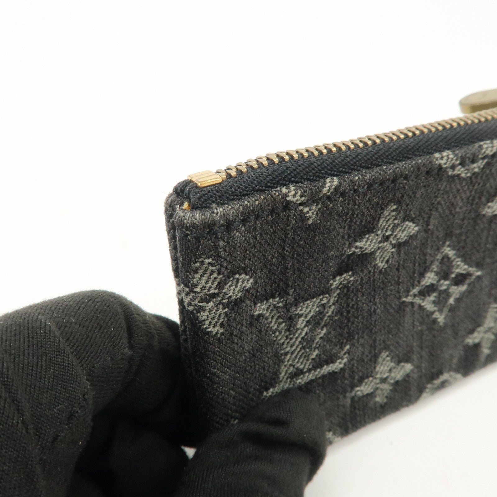 Louis Vuitton Monogram Denim Pochette Cles Coin Case Black M95616