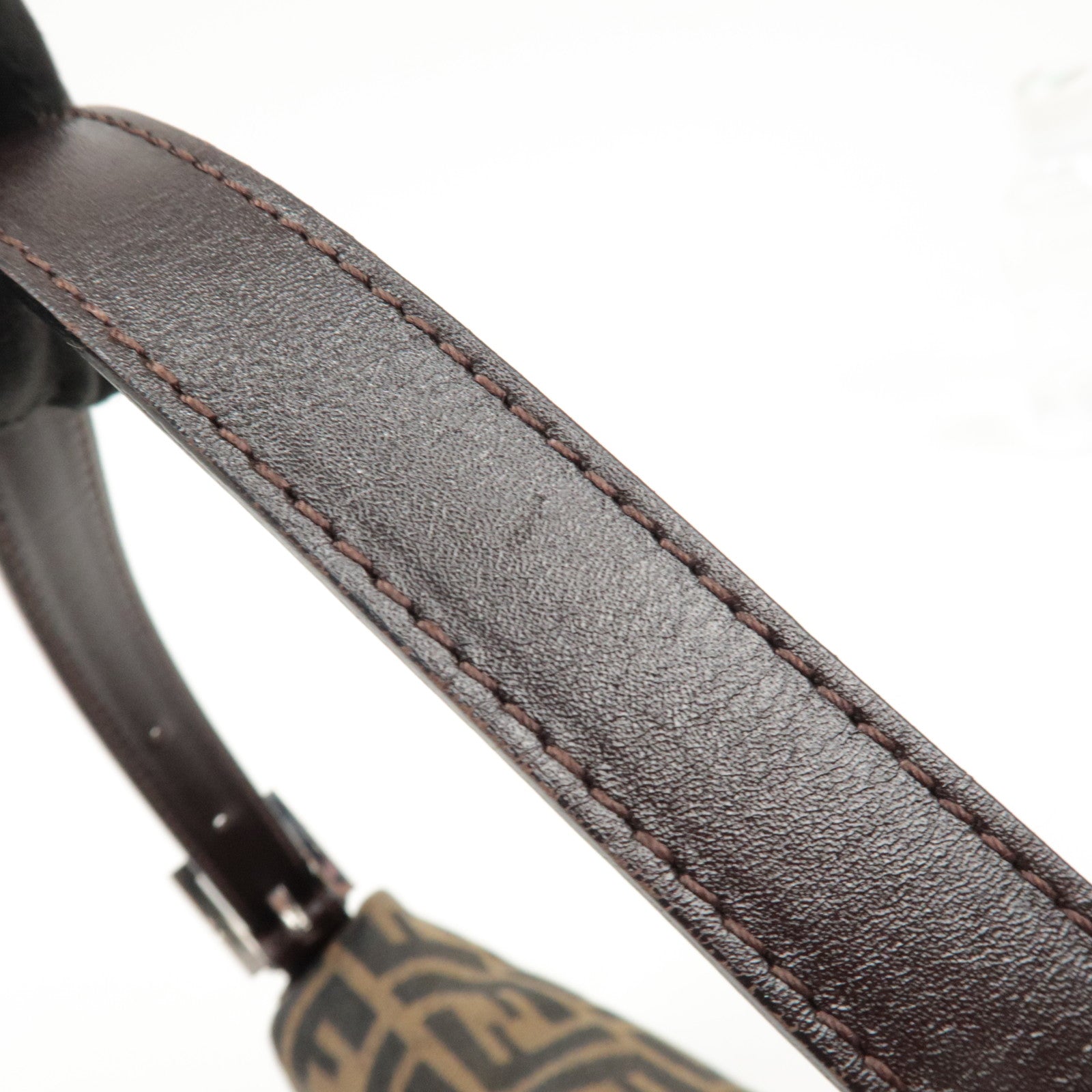 FENDI Mamma Baguette Zucca Canvas Leather Shoulder Bag 26424 Used