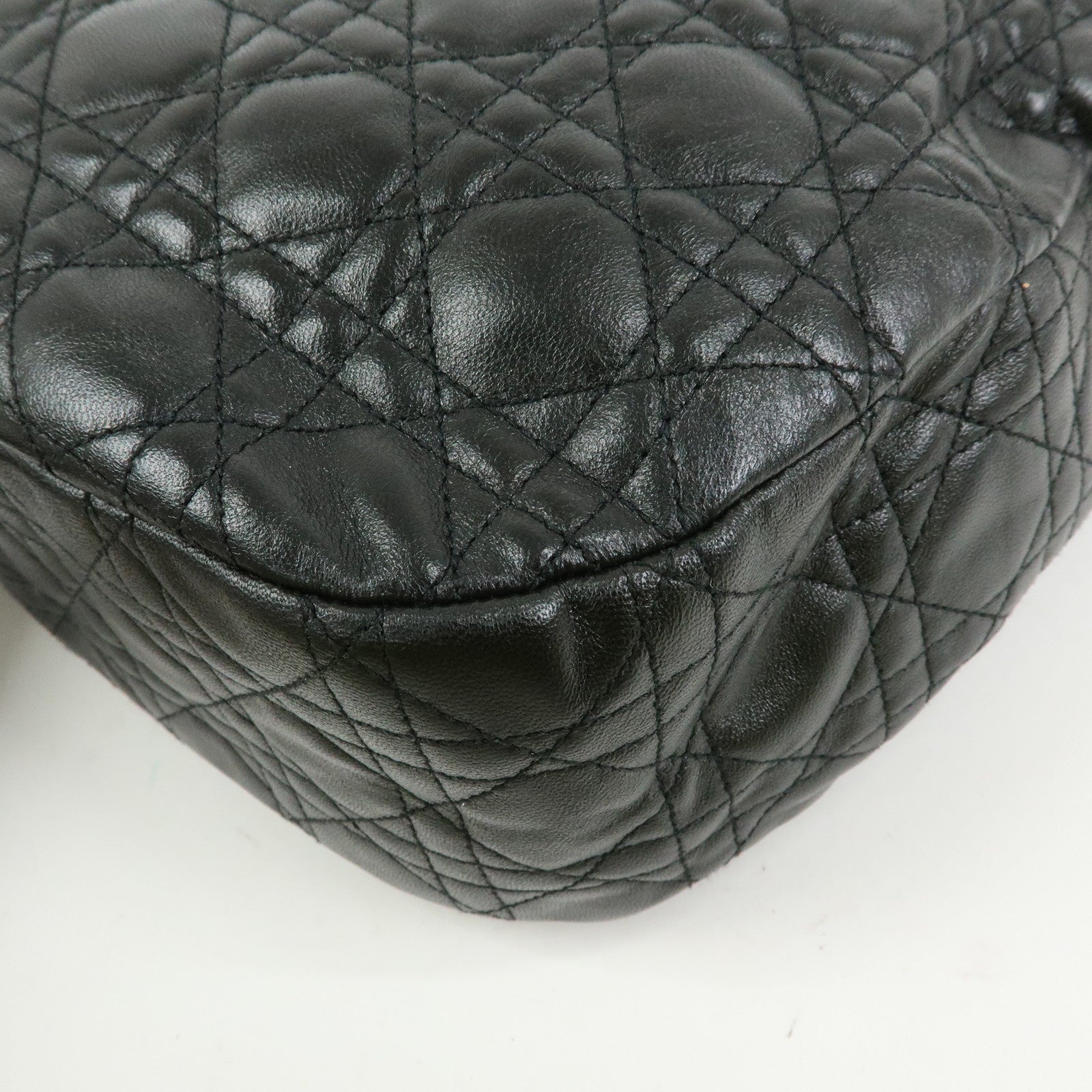 Christian Dior Cannage Lambskin Shoulder Bag Hand Bag Black