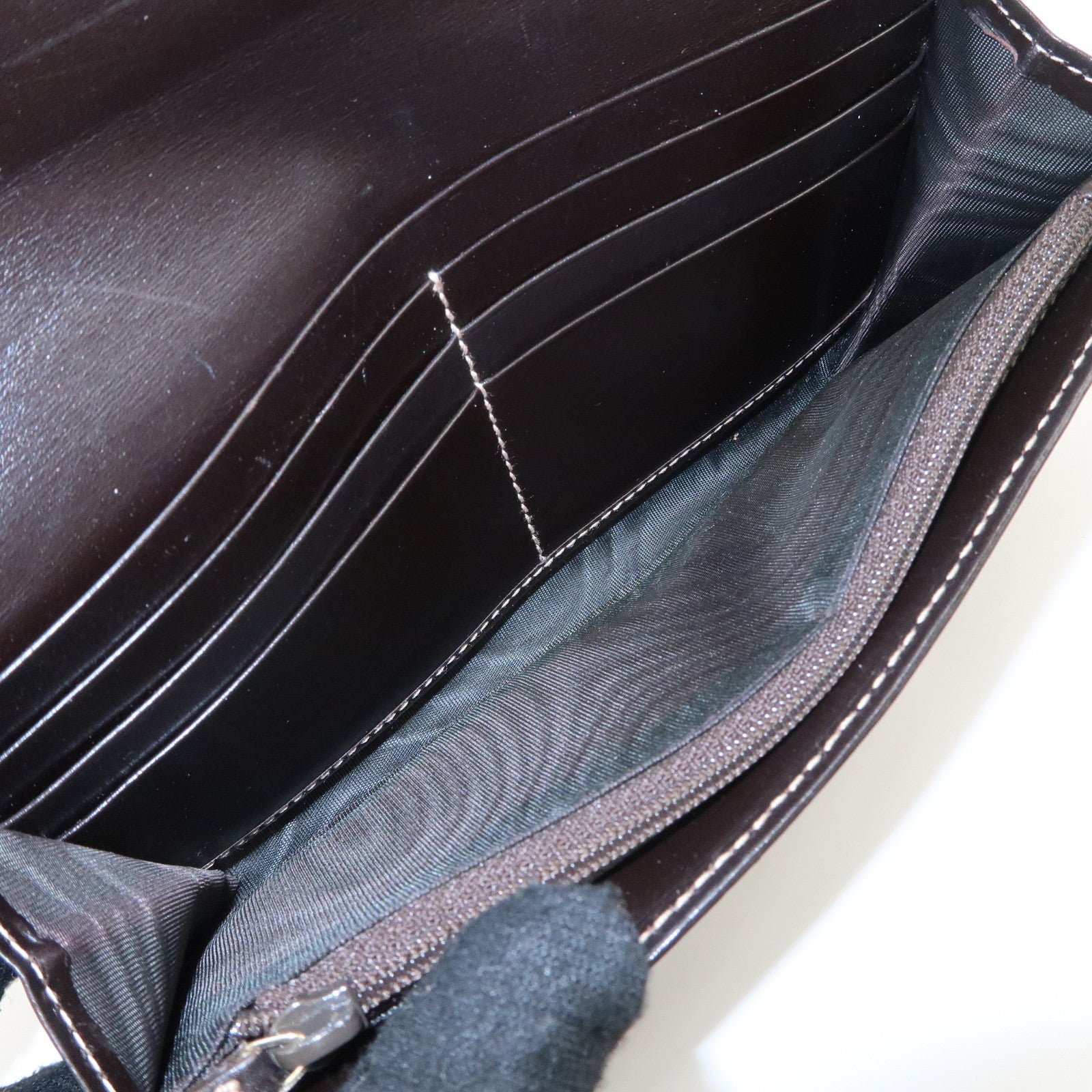 GUCCI GG Supreme Leather Flap Long Wallet Beige Brown 203573 Used