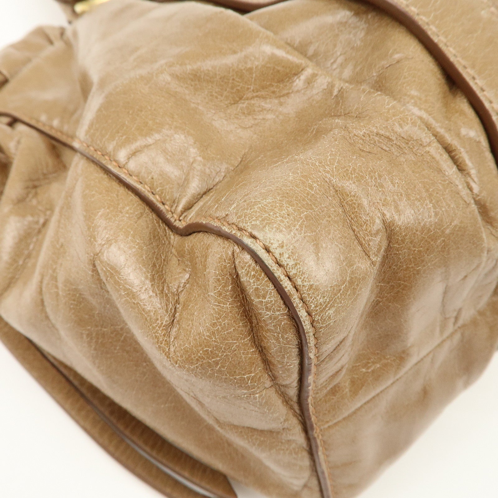 MIU MIU Leather 2Way Bag Hand Bag Shoulder Bag Brown RN0647