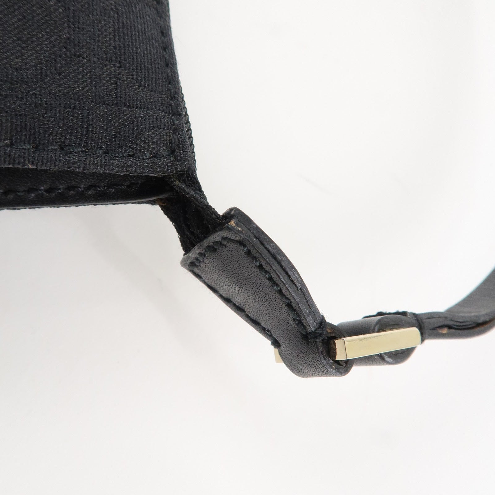 Ferragamo Ganchini Canvas Leather Shoulder Bag Hand Bag Black Used