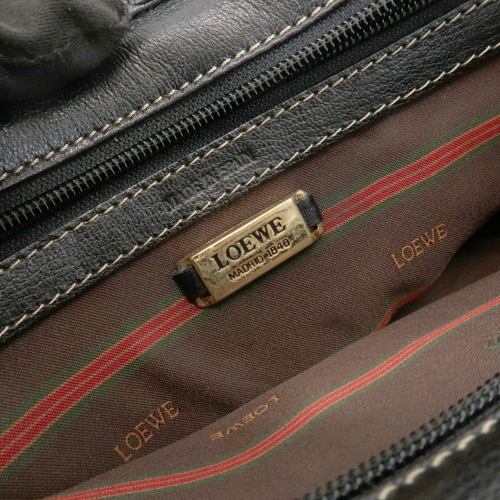 LOEWE Velazquez Logo Leather Clutch Bag Black Brown