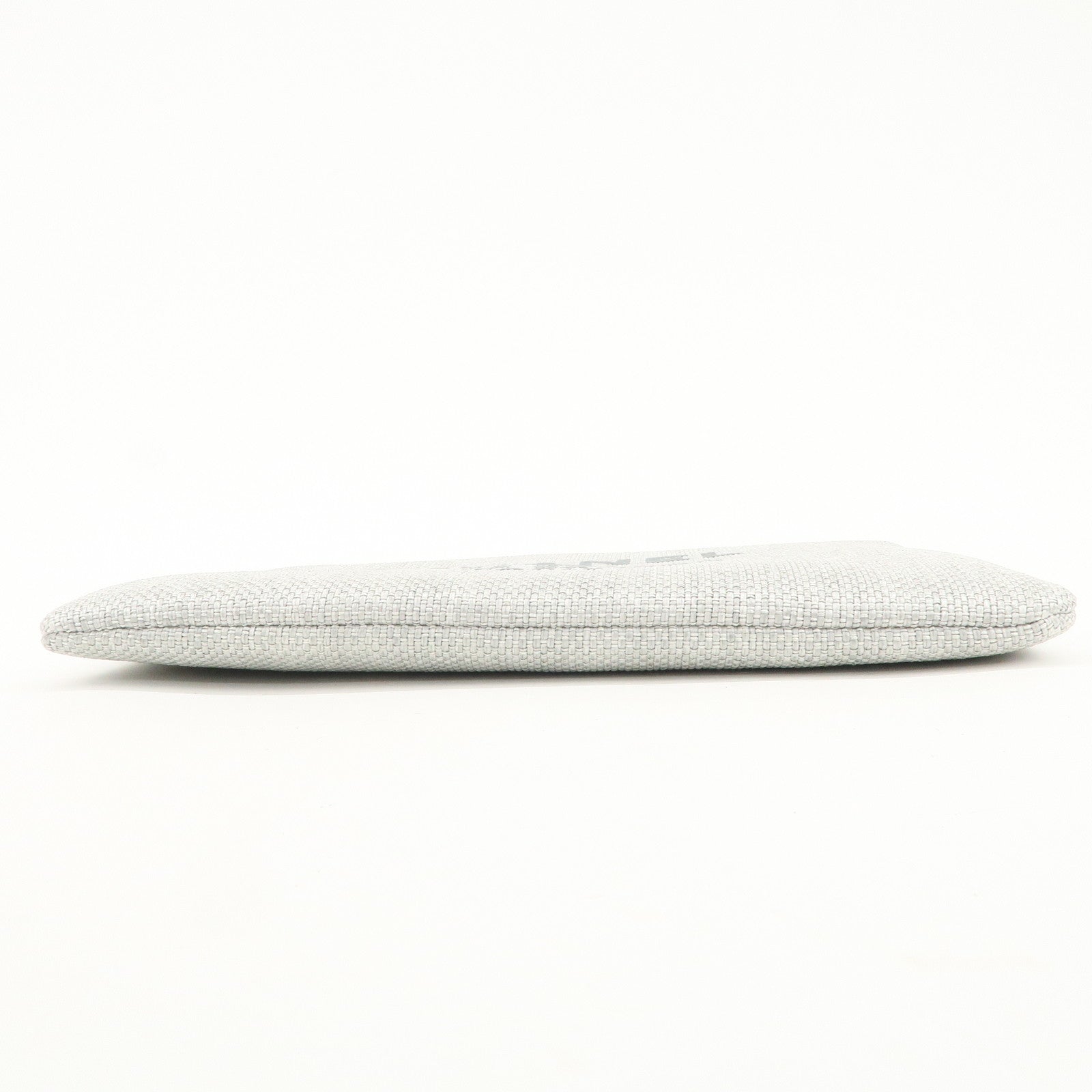 CHANEL Deauville Straw Clutch Bag Pouch Light Gray A80117