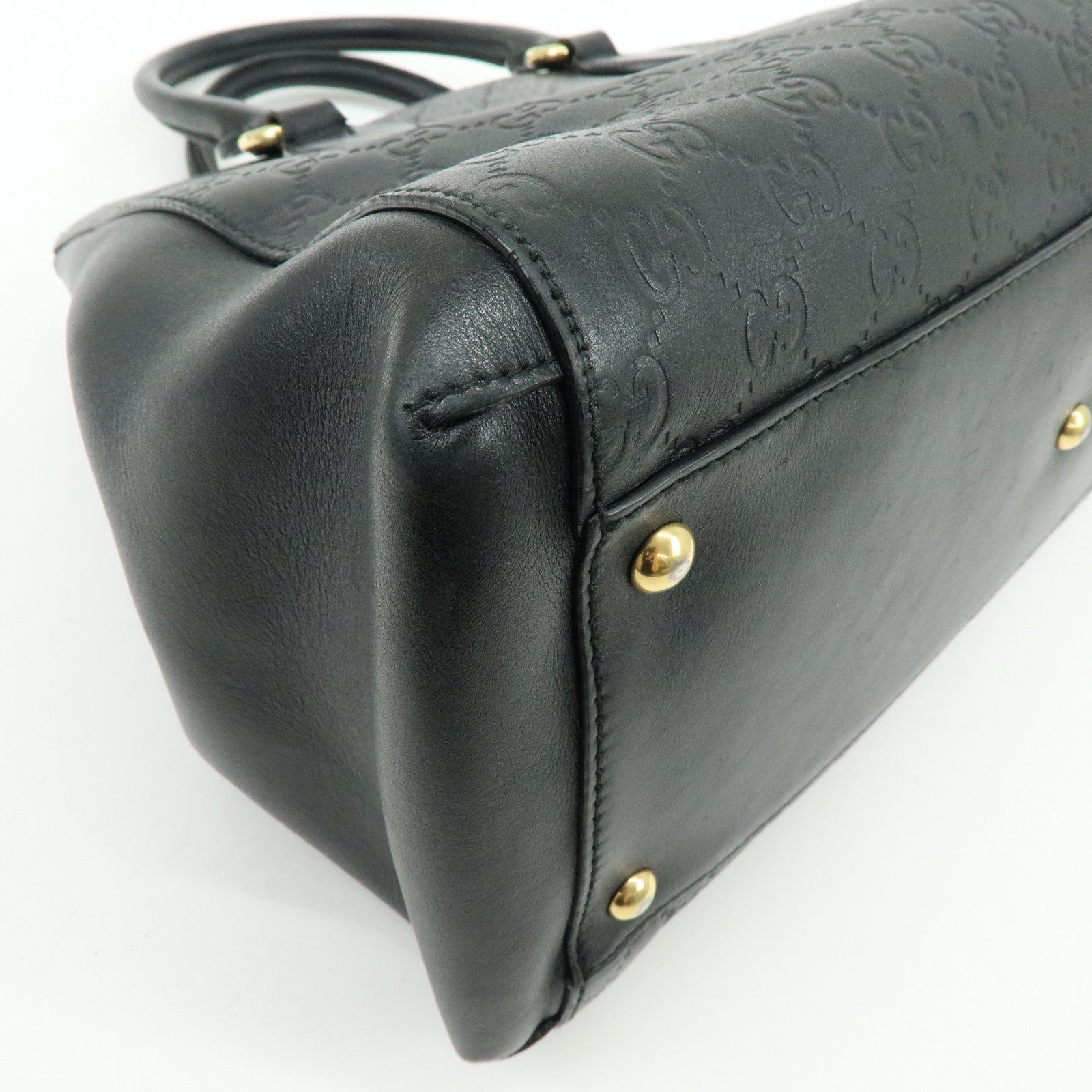 GUCCI Guccissima Leather 2Way Bag Hand Shoulder Bag Black 453704