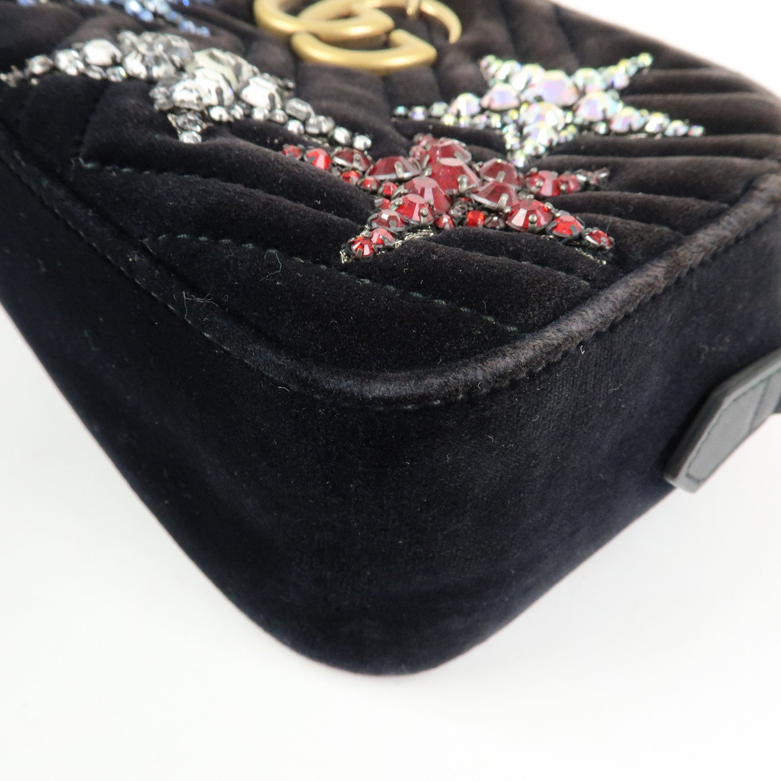 GUCCI GG Marmont Velvet Leather StarMotif Bijou Shoulder Bag 447632