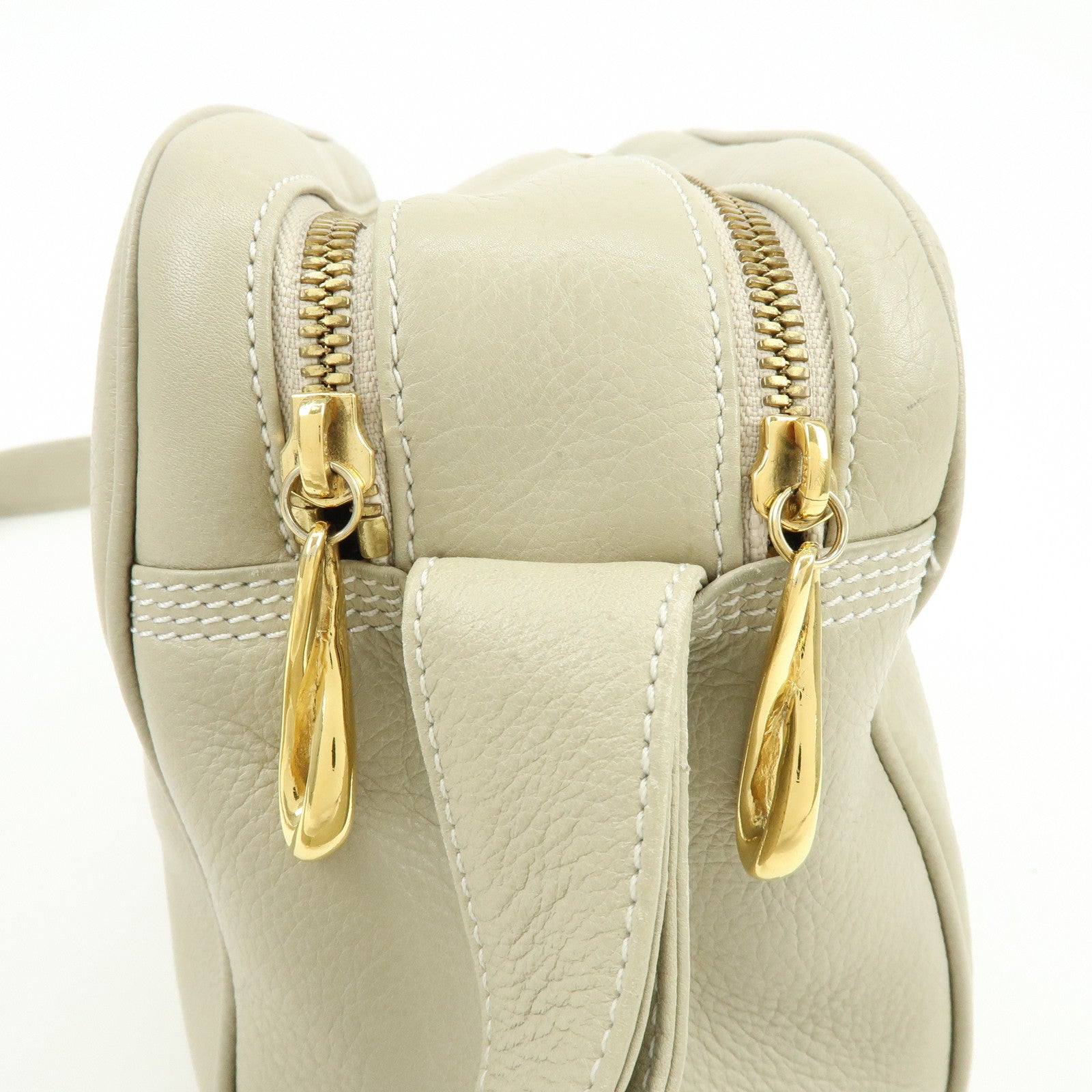 LOEWE Anagram Leather Shoulder Bag Crossbody Bag Ivory
