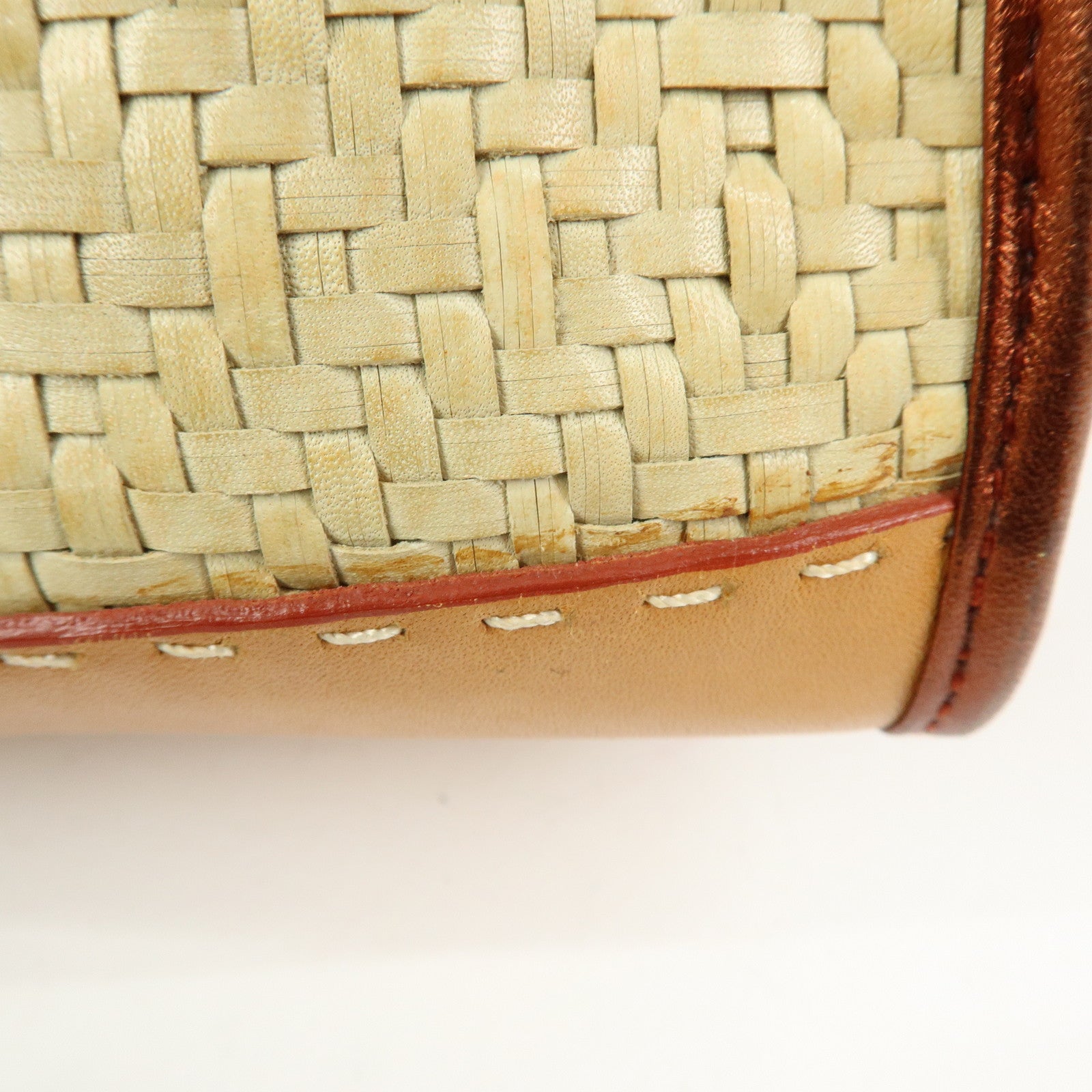 LOEWE Anagram Amazona 28 Raffia Leather Hand Bag Beige Camel