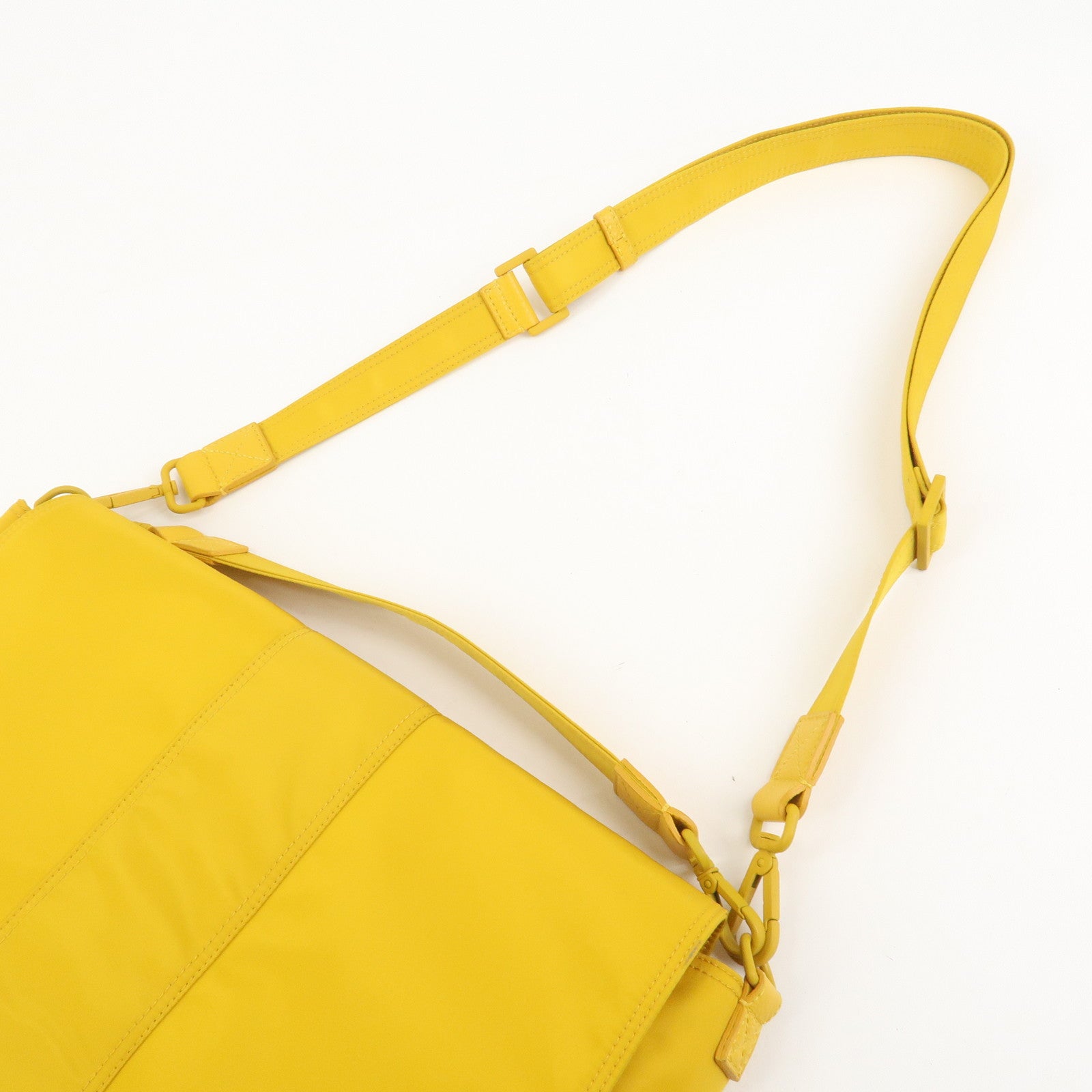 FENDI Baguette Nylon Leather 2Way Bag Hand Bag Shoulder Bag Yellow 7VA536