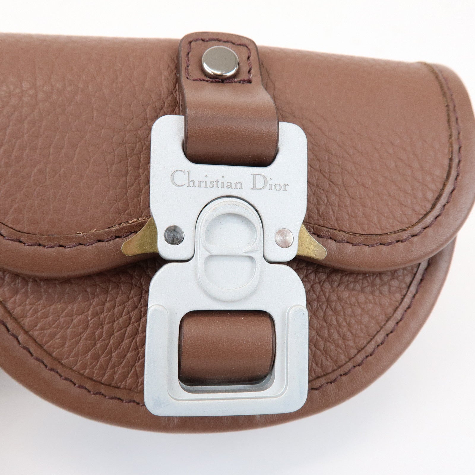 Christian Dior Leather Gallop Nano Pouch Coin Case Key Case Brown