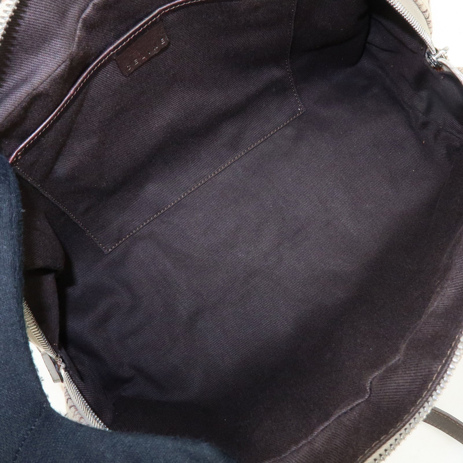 CELINE C Macadam Canvas Leather Hand Bag Boston Bag Beige Brown