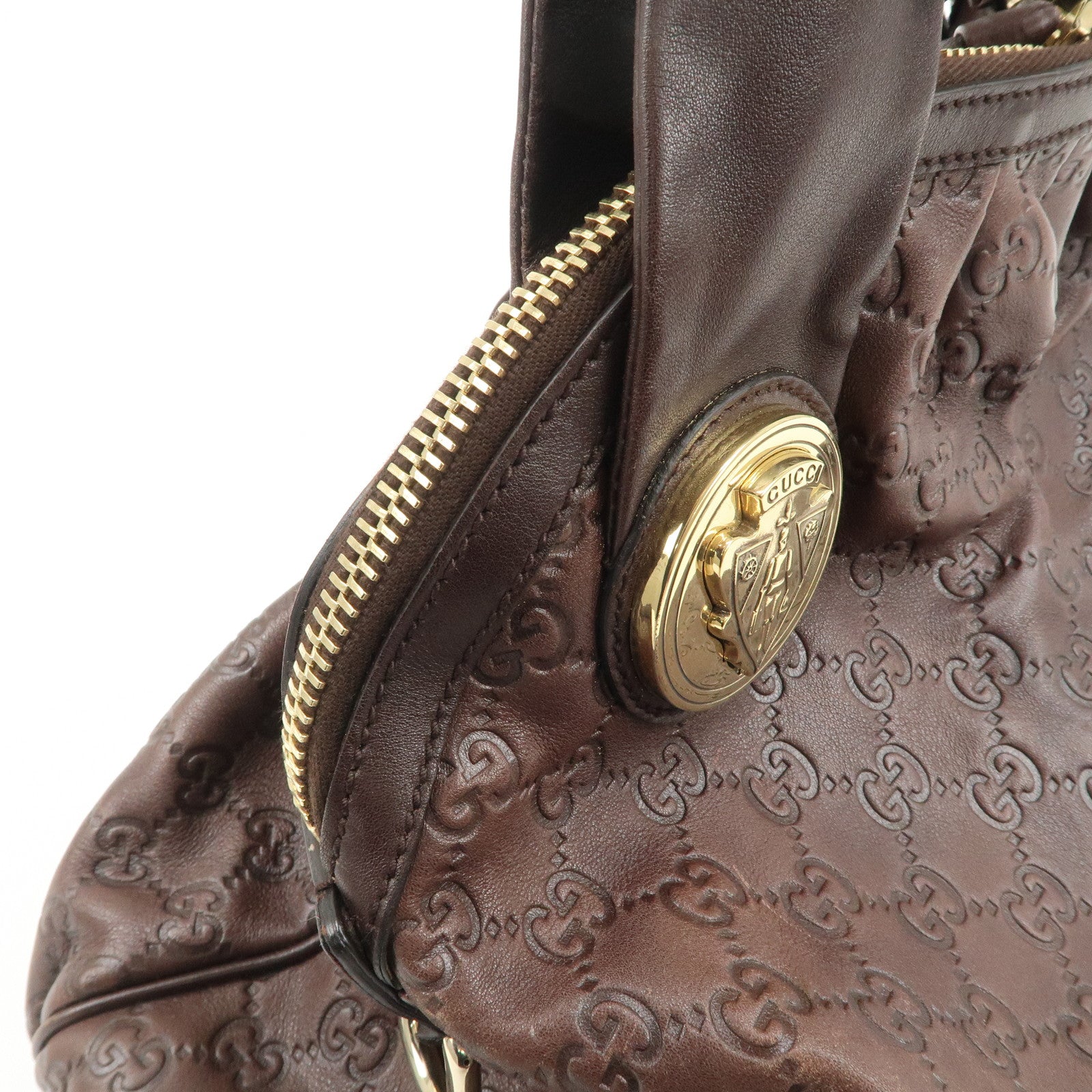 GUCCI Guccissima Histoire Leather Tote Bag Dark Brown 197019 Used