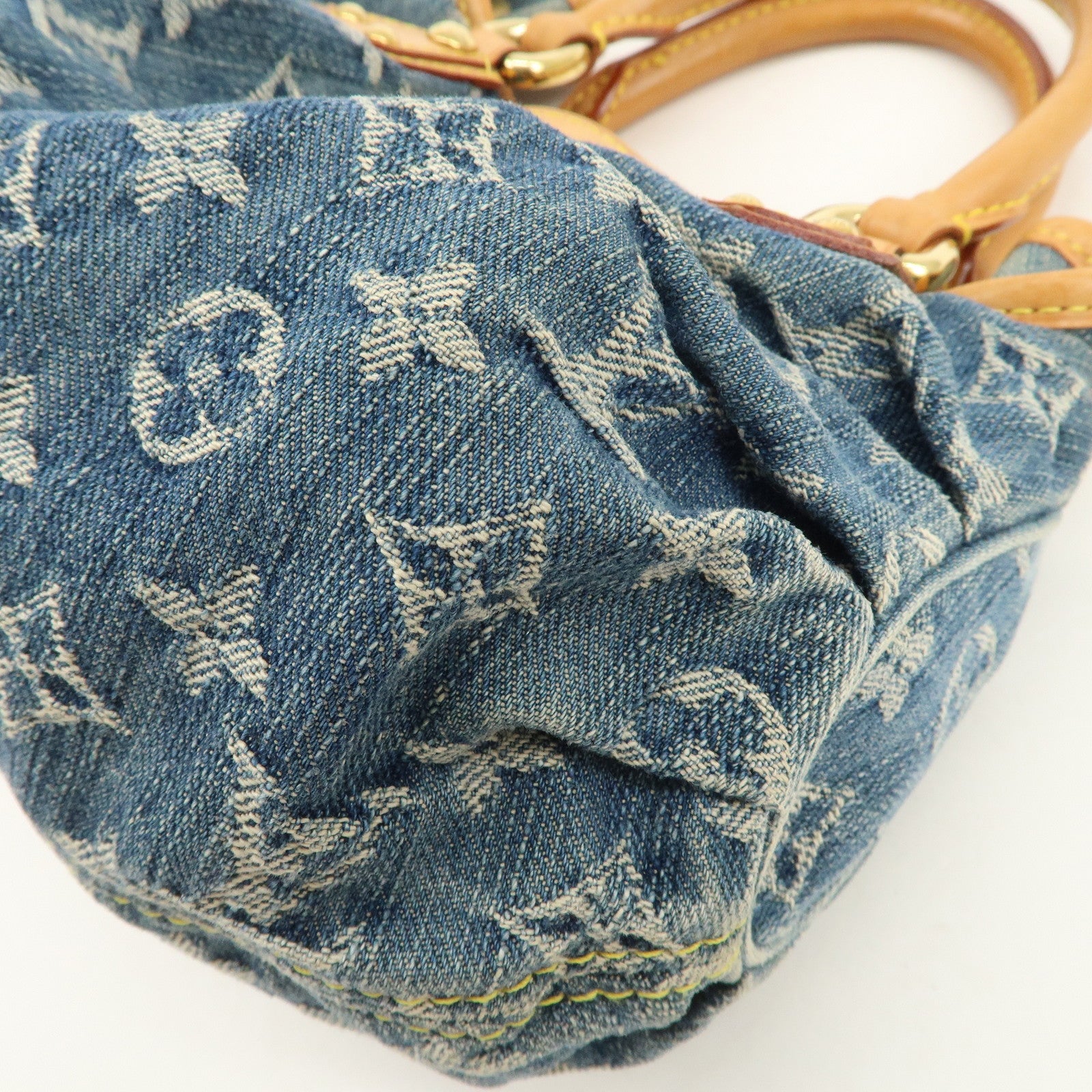 Louis Vuitton Monogram Denim Pleaty Hand Bag Blue M95020