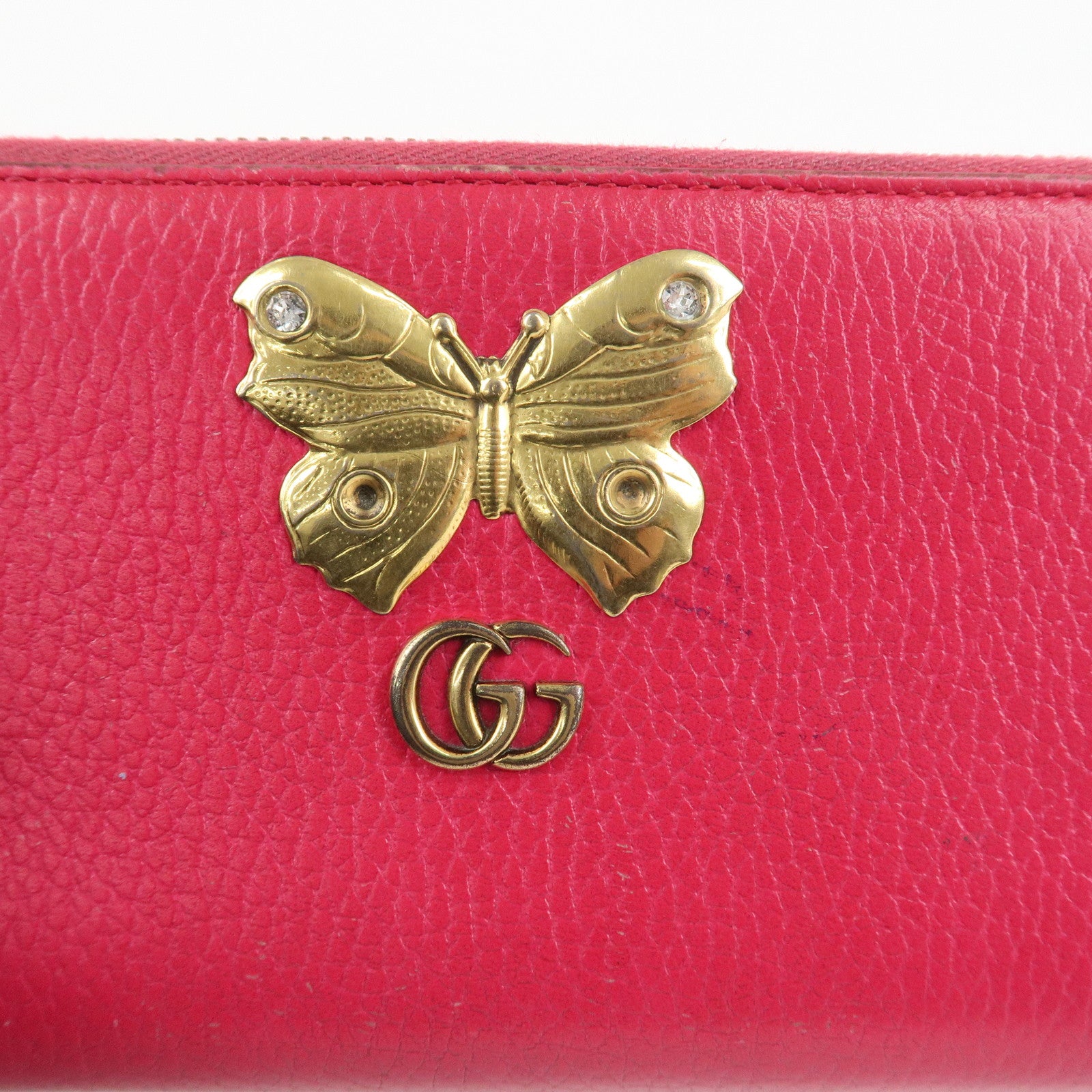 GUCCI Set of 3 Leather Long Wallet Round Zippy Wallet Bi-fold Wallet Dark Brown Pink Used