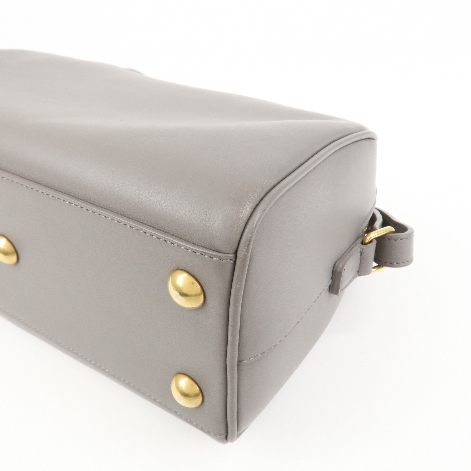 SAINT LAURENT PARIS Baby Duffle Leather 2WAY Hand Bag Gray 330958