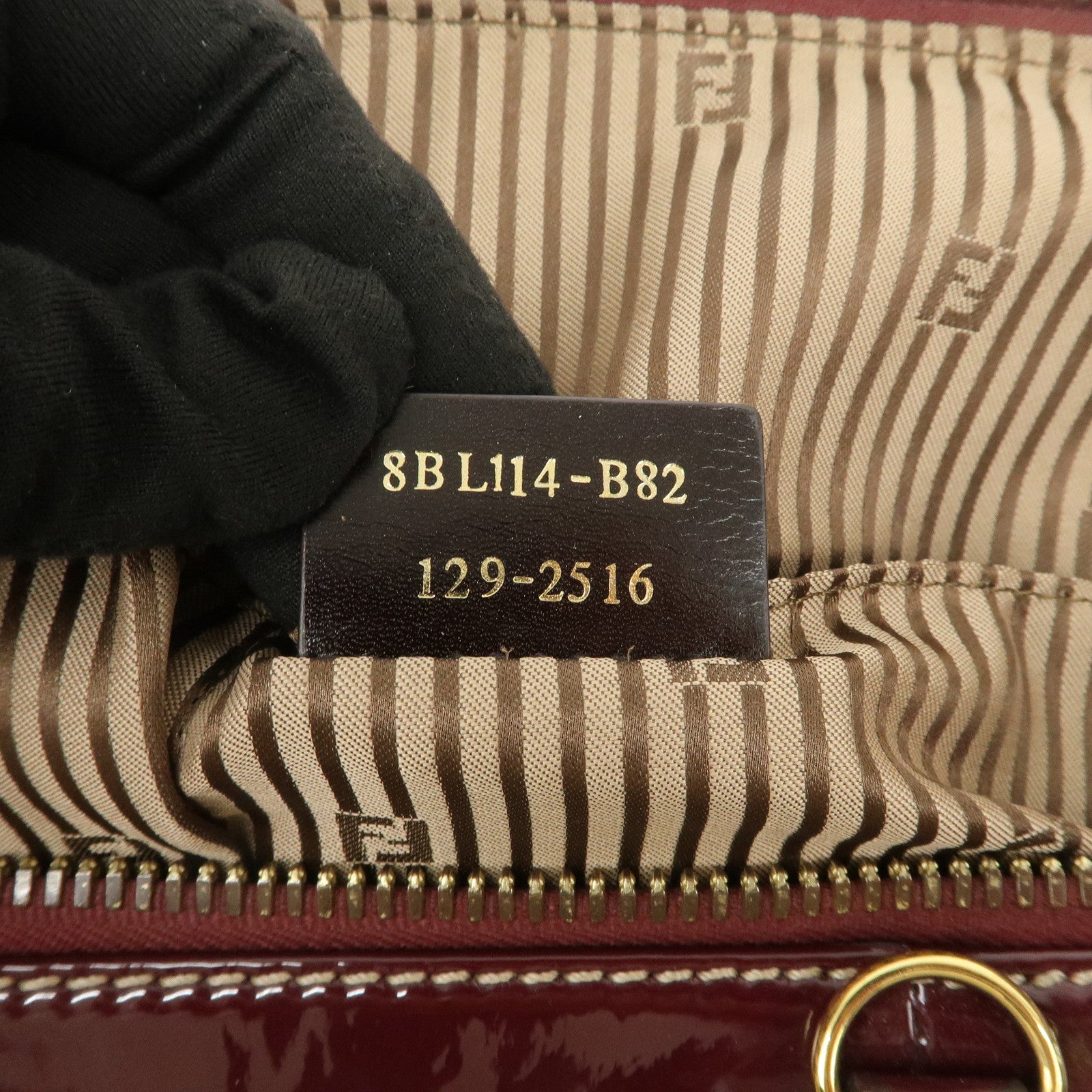 FENDI Chameleon Leather Enamel 2WAY Bag Beige Bordeaux 8BL114