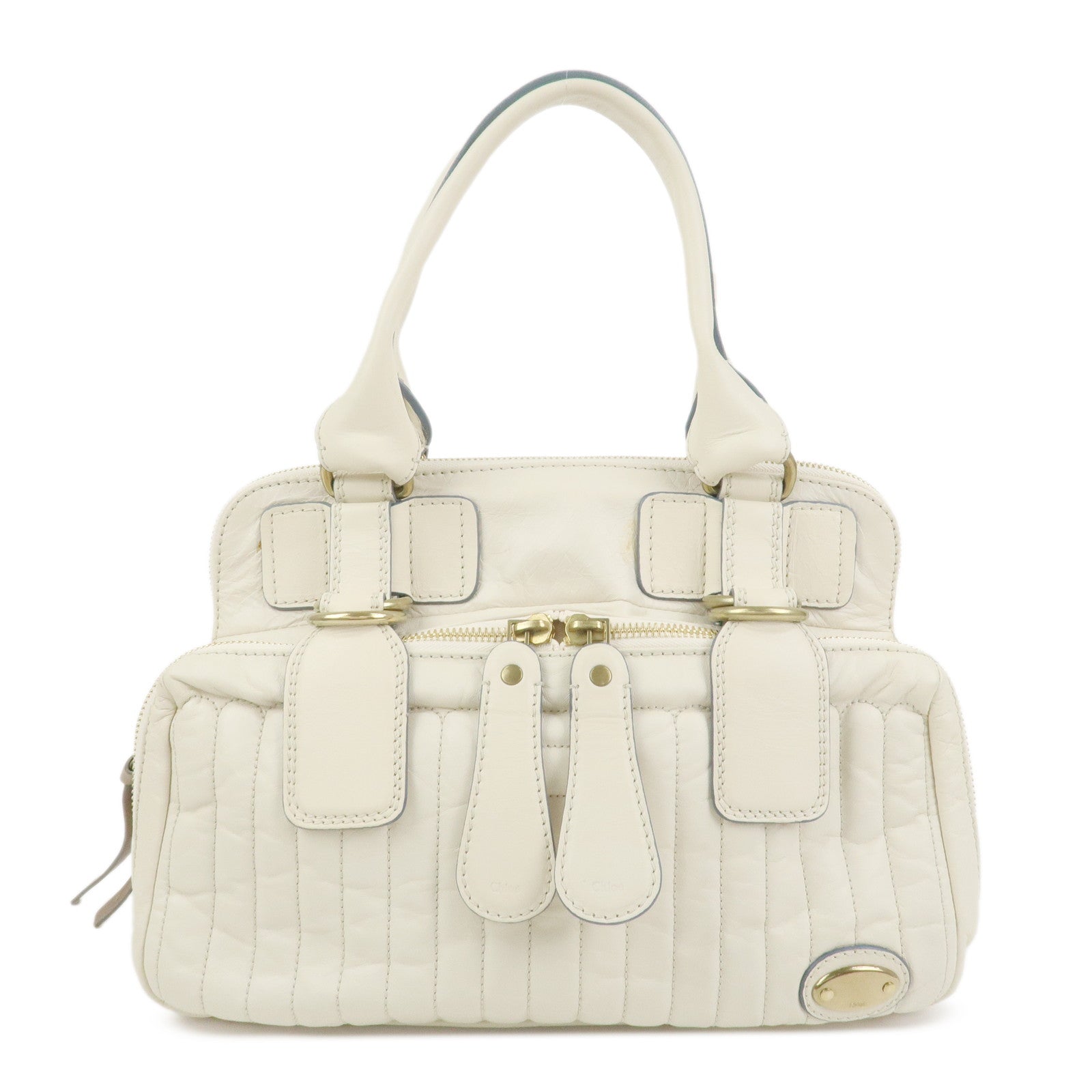 Chloe Bay Leather Hand Bag Shoulder Bag Ivory