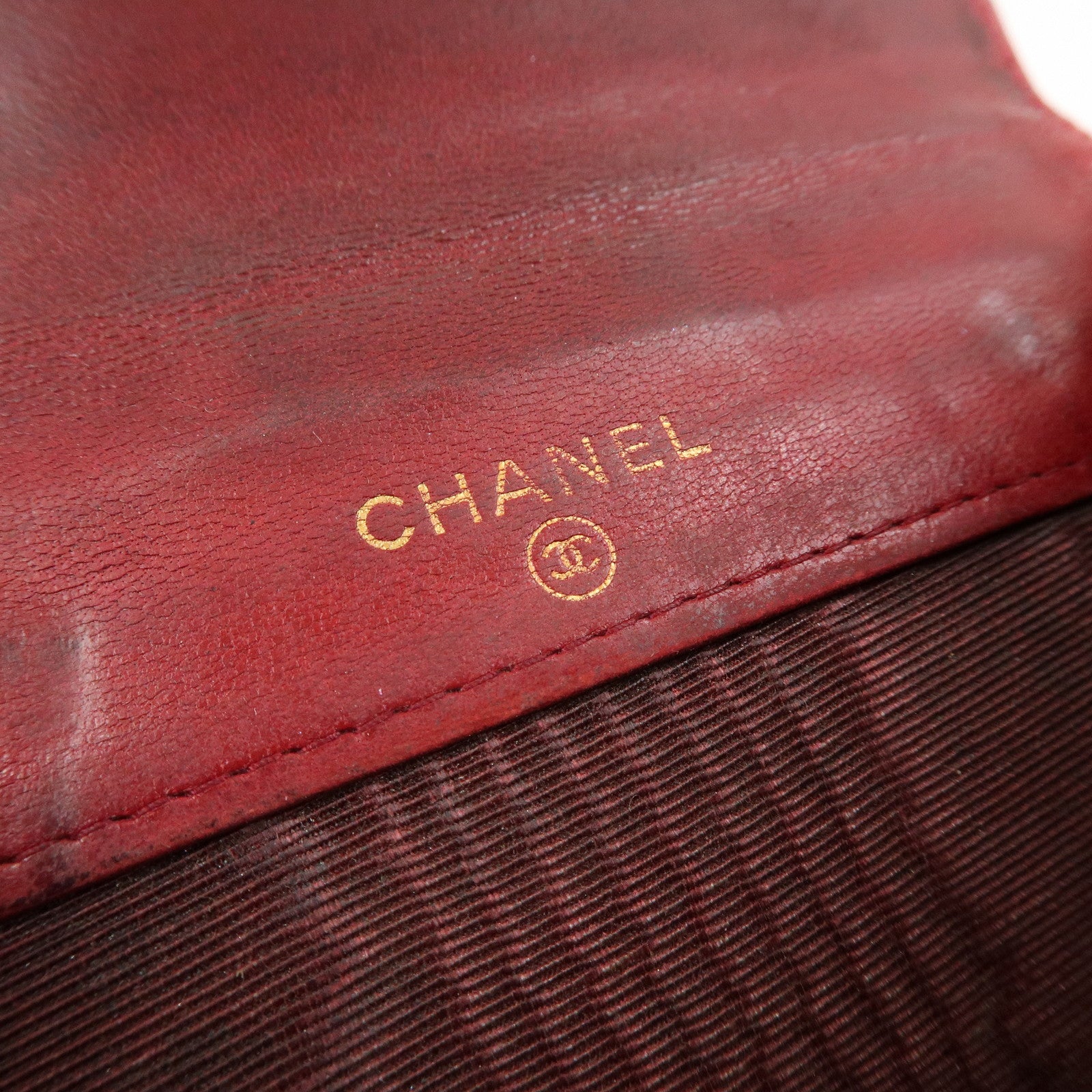 CHANEL COCO Mark Caviarskin Bi-fold Compact Wallet Bordeaux A13496