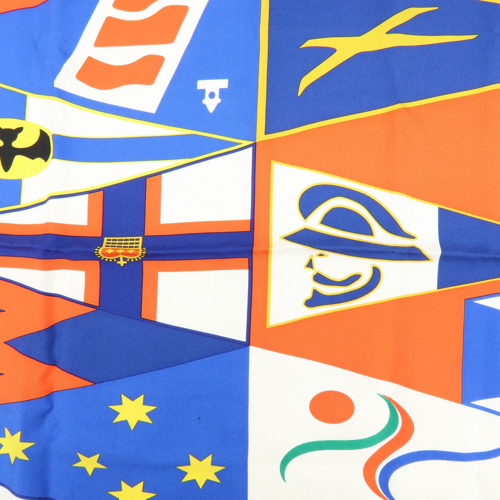 Louis Vuitton LV Cup Silk 100% Scarf Flag Print Blue Red White