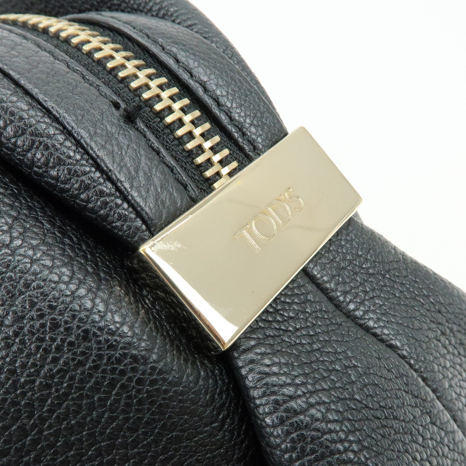 TOD'S Leather 2Way Bag Boston Bag Shoulder Bag Black