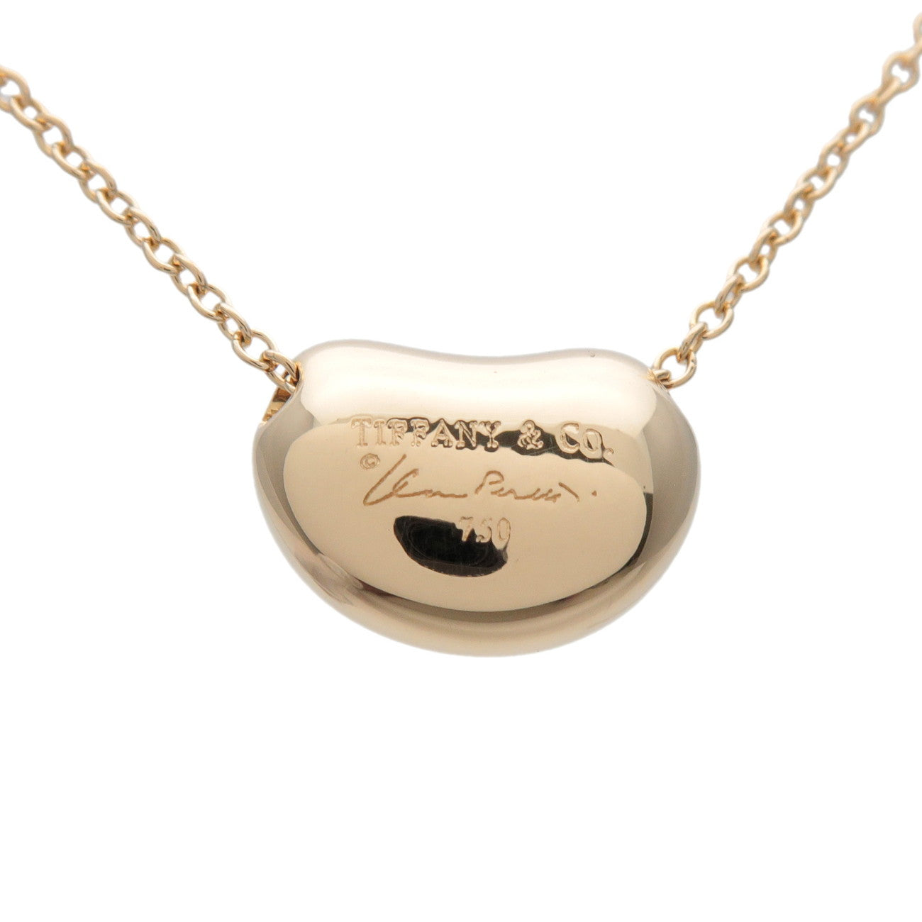 Tiffany&Co. Bean Necklace Small K18YG 750YG Yellow Gold