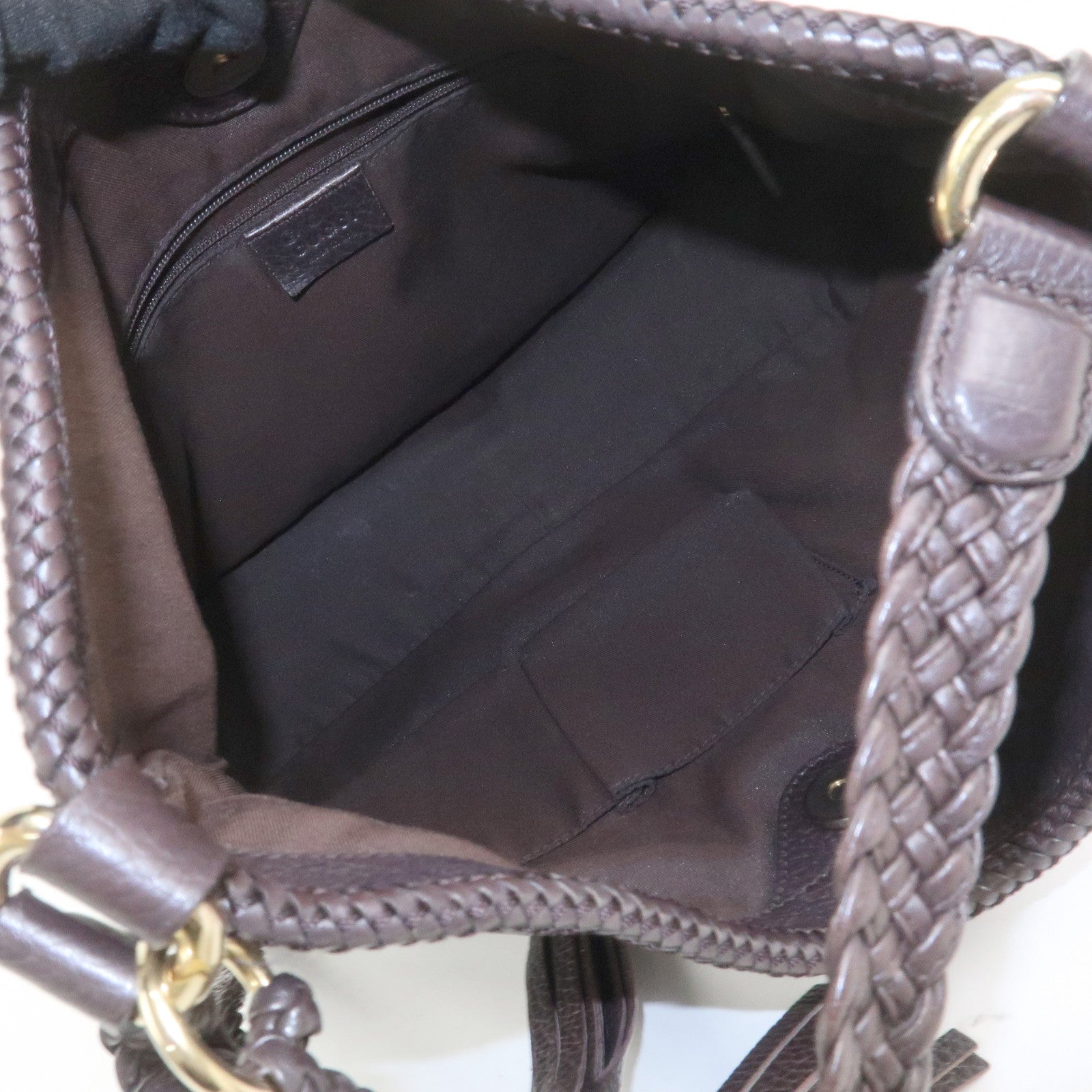 GUCCI Logo Leather Shoulder Bag Tote Bag Brown 336659