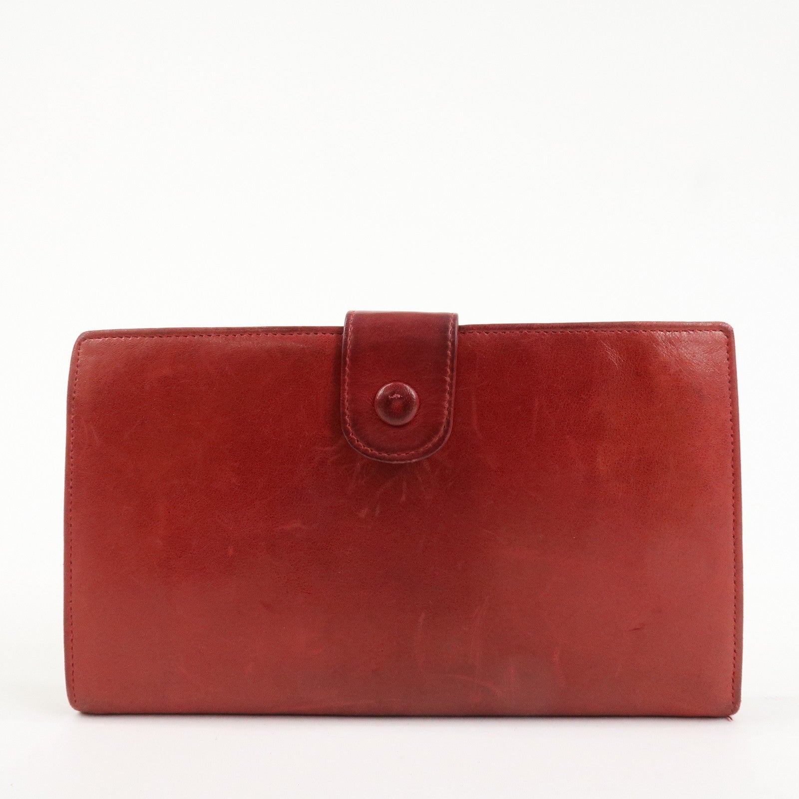 CHANEL COCO Mark Caviarskin Bi-fold Wallet Red A01429 Used