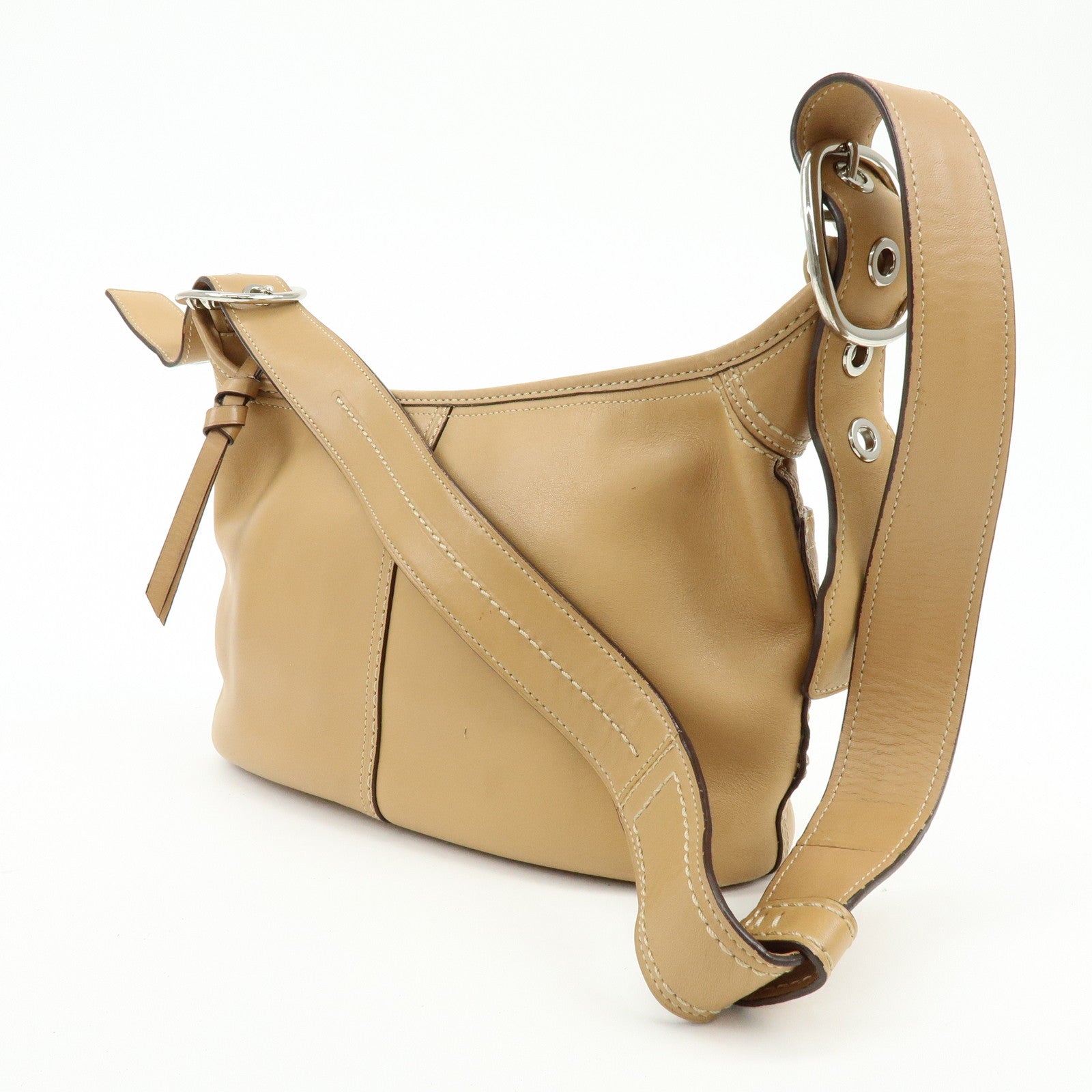 COACH Leather Shoulder Bag Light Brown
