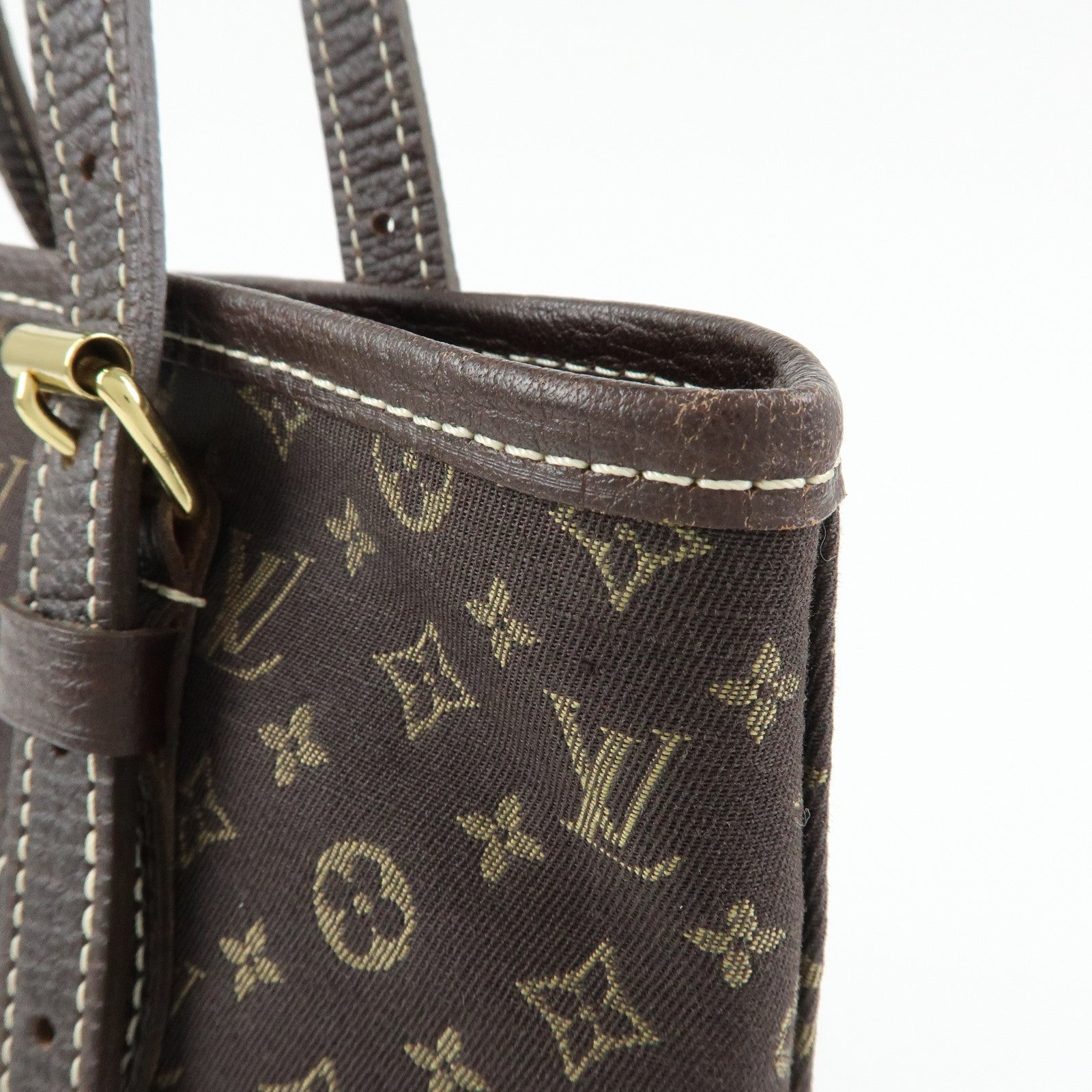 Louis Vuitton Monogram Mini Lin Bucket PM Tote Bag Ebene M95226