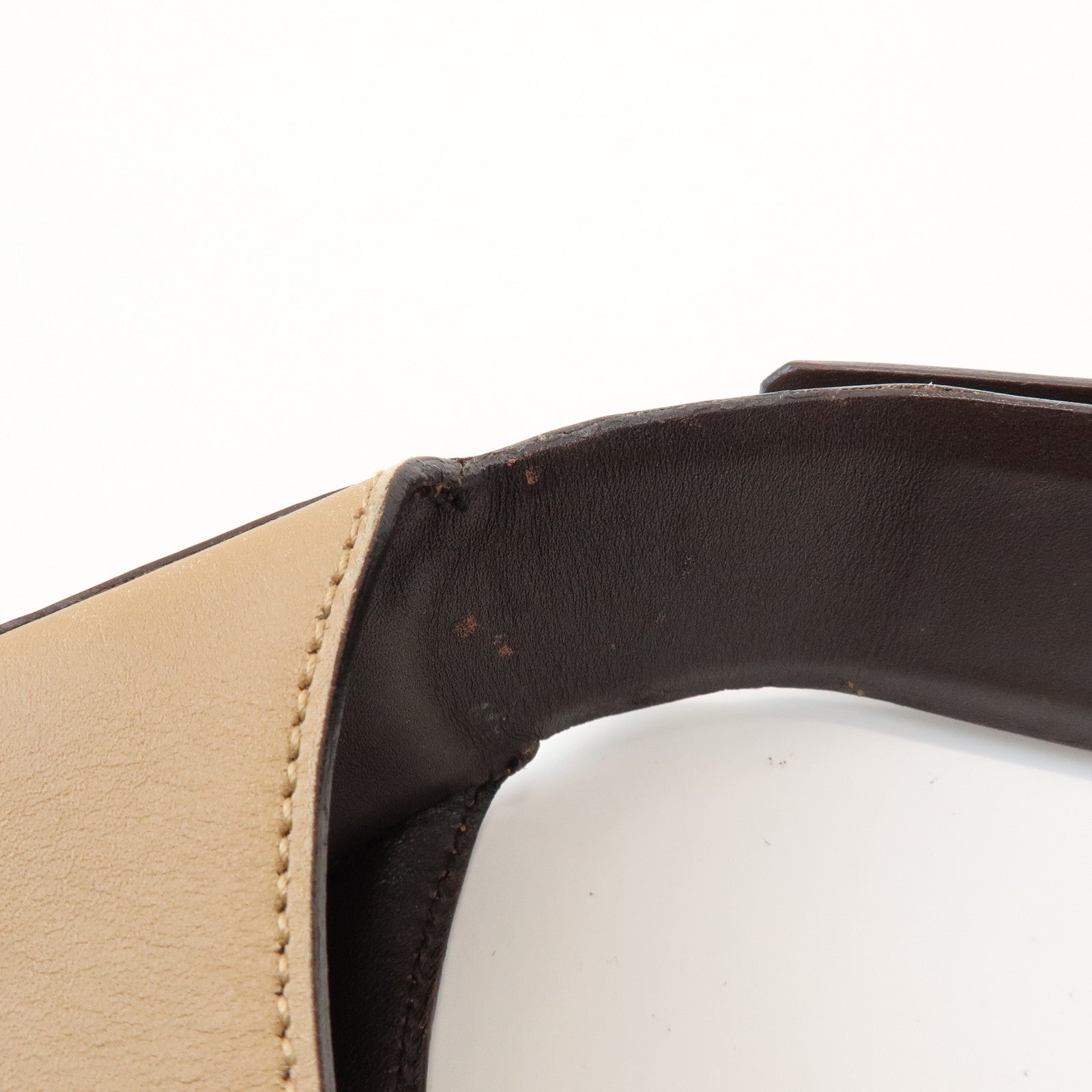 PRADA Logo Leather Shoulder Bag Hand Bag Beige