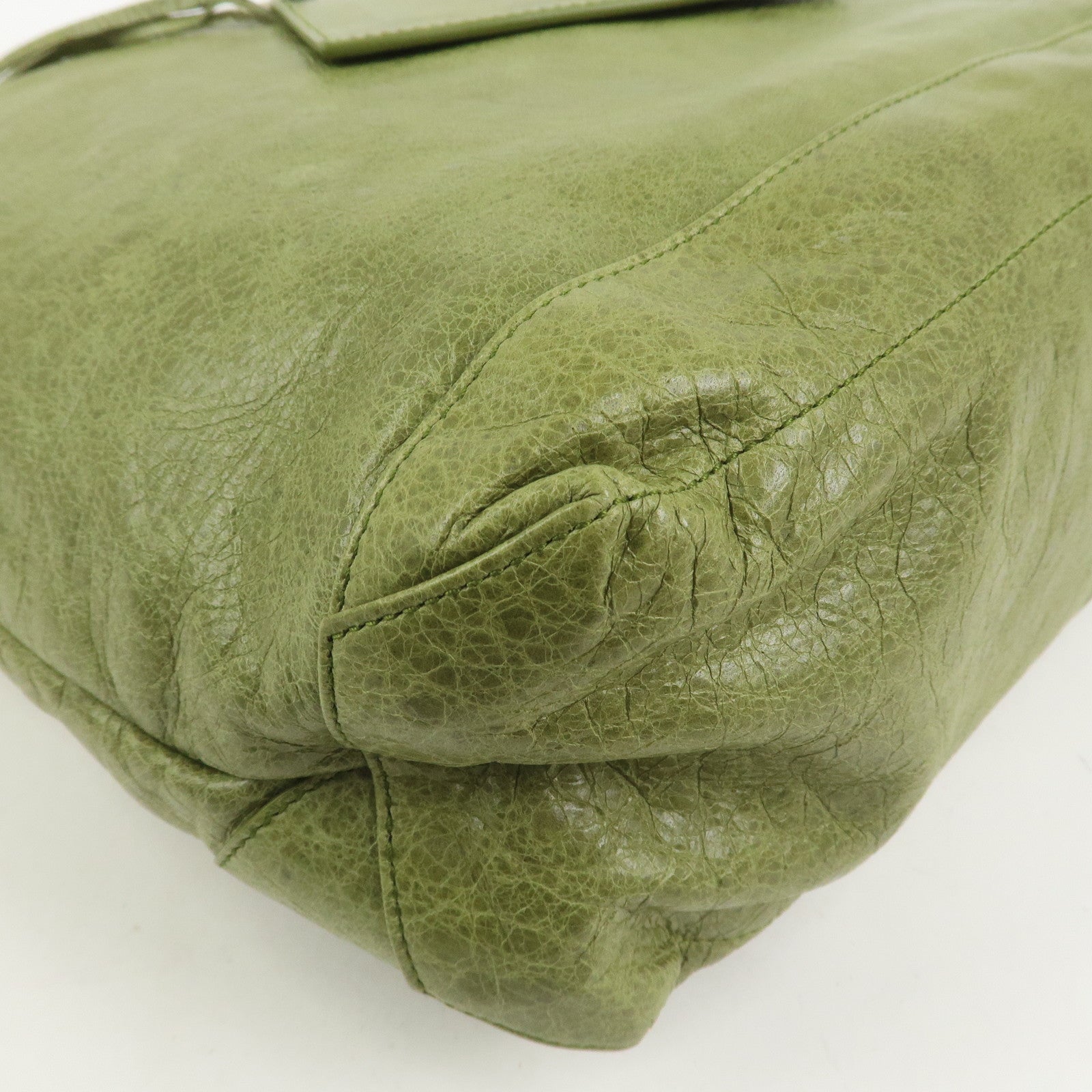 BALENCIAGA Leather The Day Shoulder Bag Green 140442