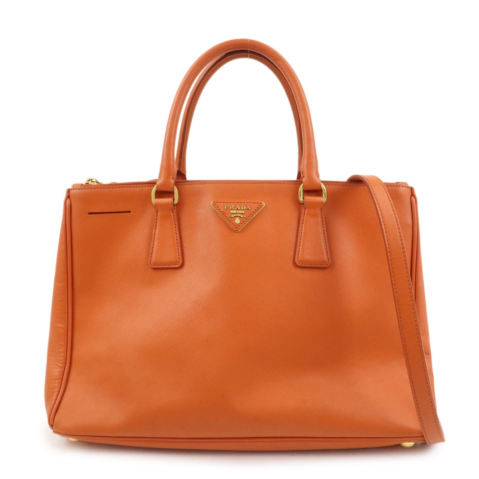PRADA Galleria Saffiano Leather 2Way Bag Orange 1BA274