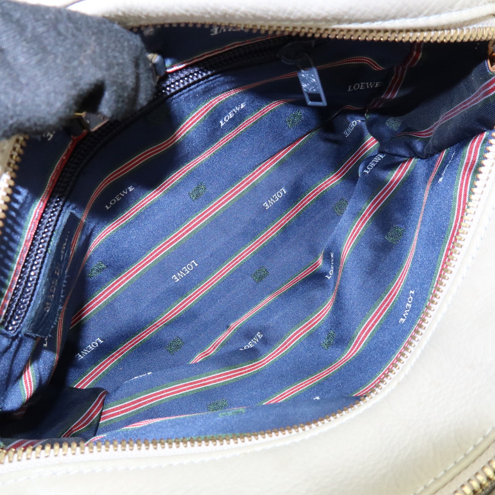 LOEWE Anagram Leather Shoulder Bag Crossbody Bag Ivory