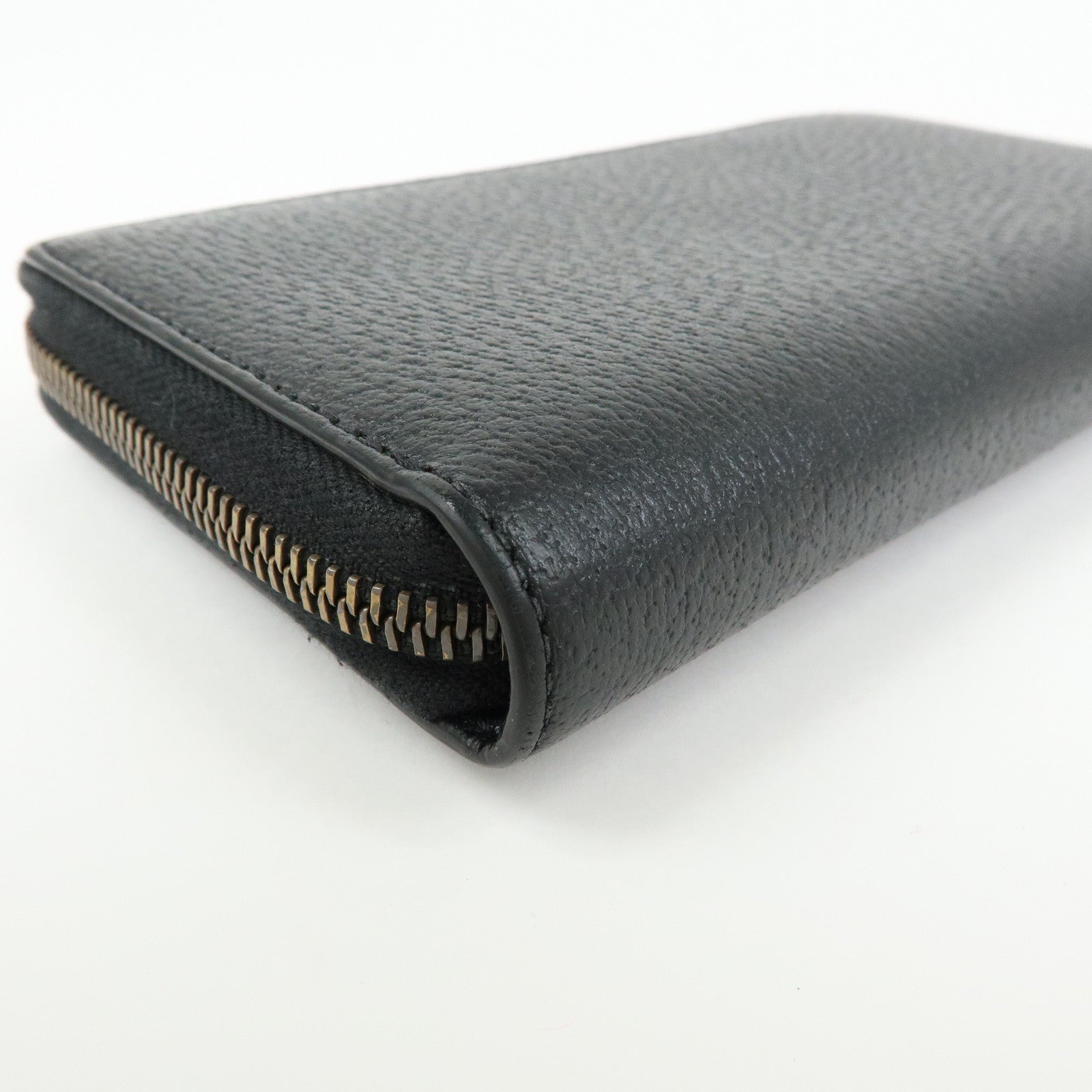 GUCCI Animalier Bee Leather Zip-Around Long Wallet Black 523667