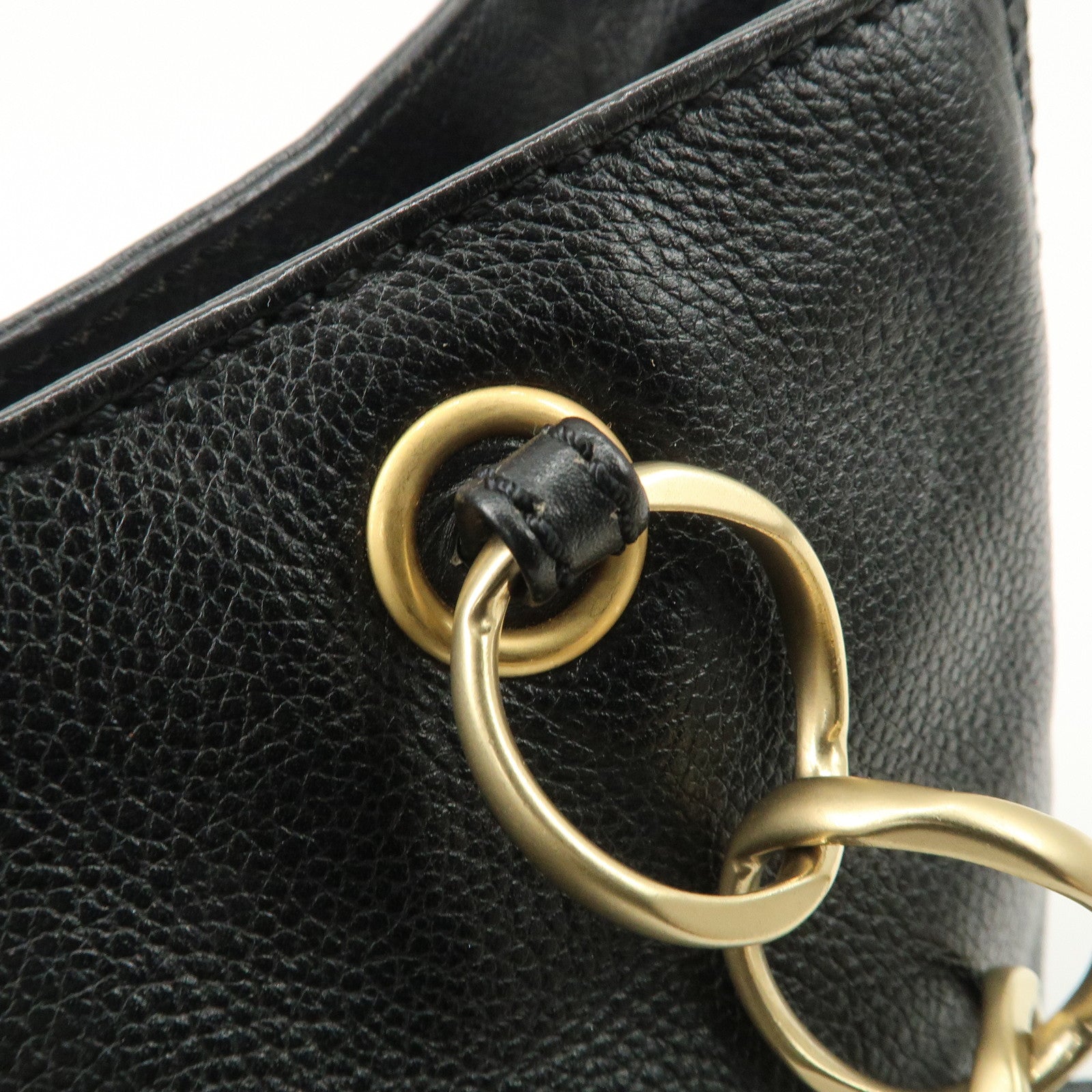 CHANEL COCO Mark Chain Tote Bag Shoulder Bag Black Gold Used