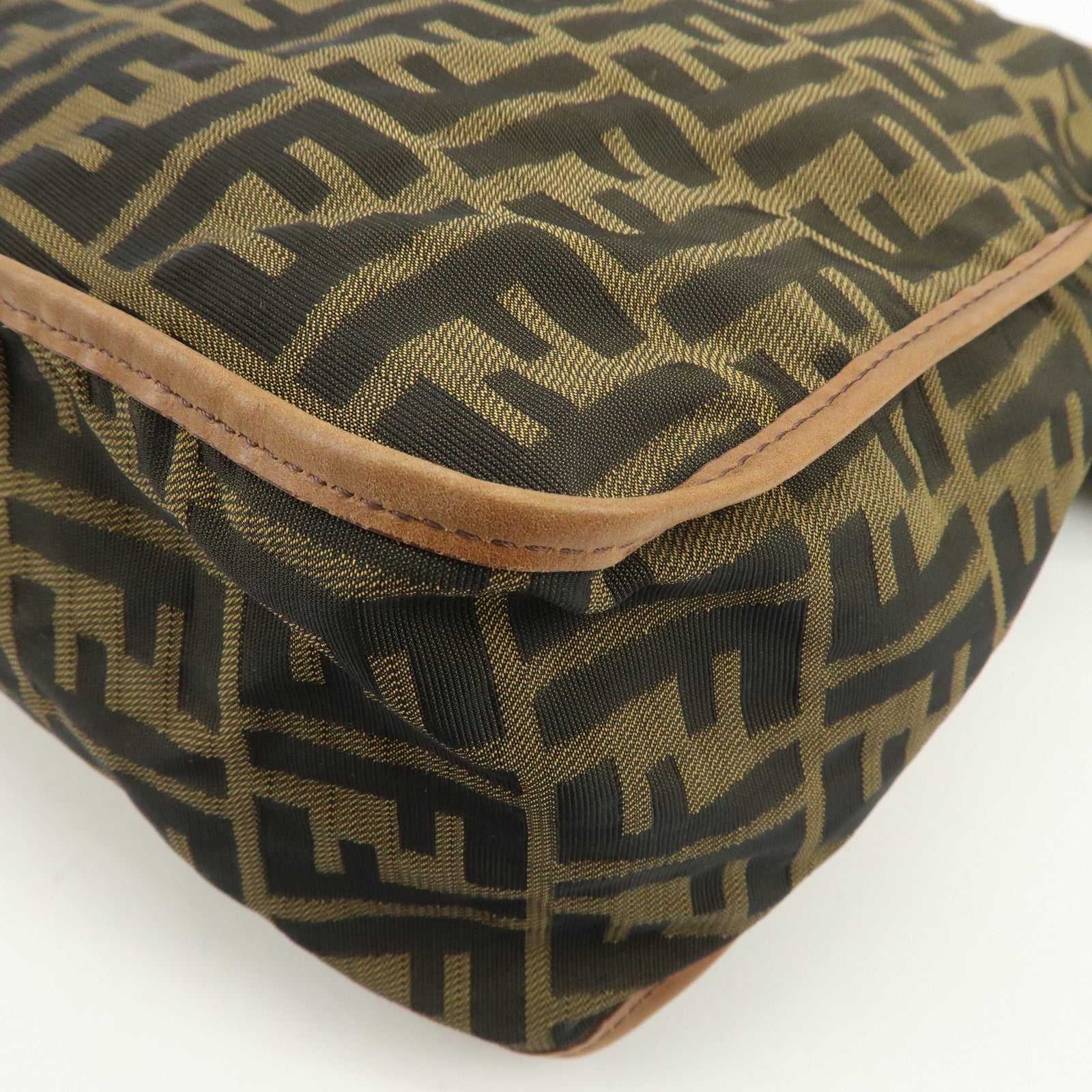 FENDI Zucca Canvas Leather Shoulder Bag Crossbody Bag Brown 7VA148