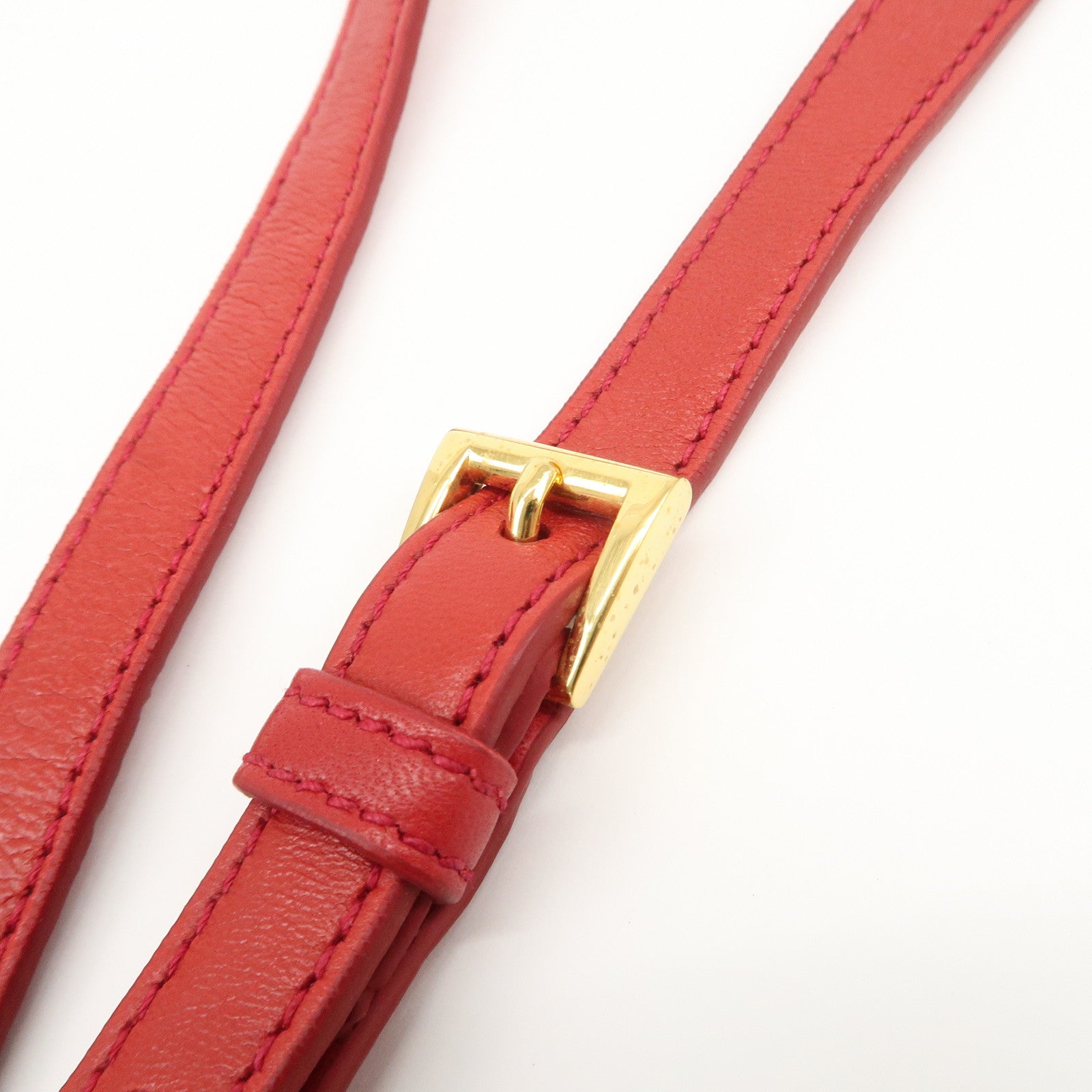 PRADA Logo Leather 2Way Bag Hand Bag Shoulder Bag Red BR4205