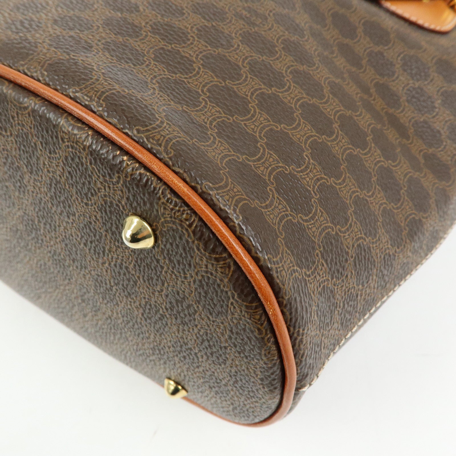 CELINE Macadam PVC Leather Tote Bag Hand Bag Shoulder Bag Brown