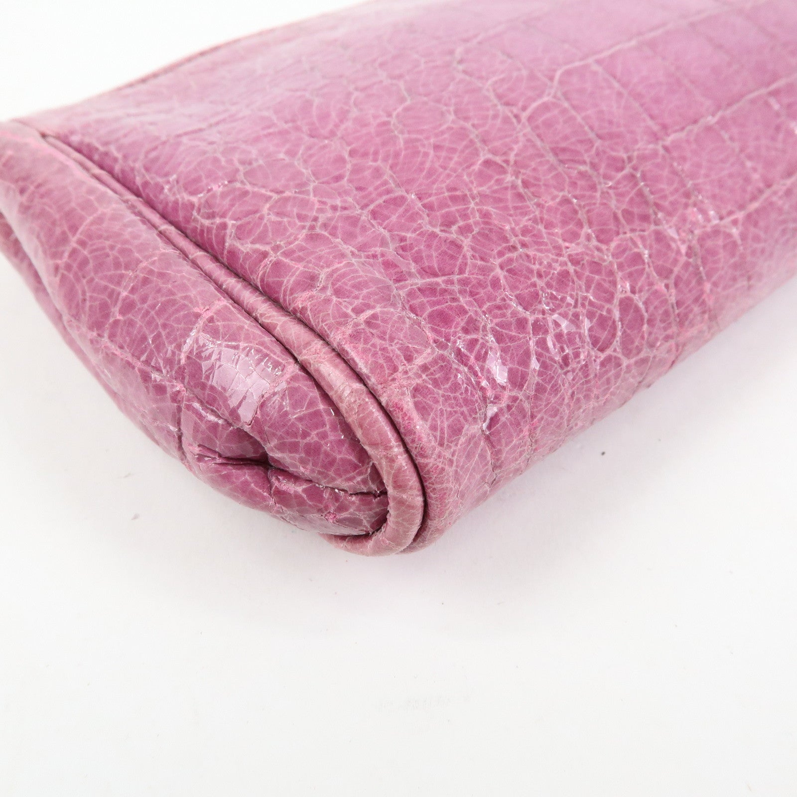 MIU MIU Logo Embossed Leather Clutch Bag Wristlet Bag Purple