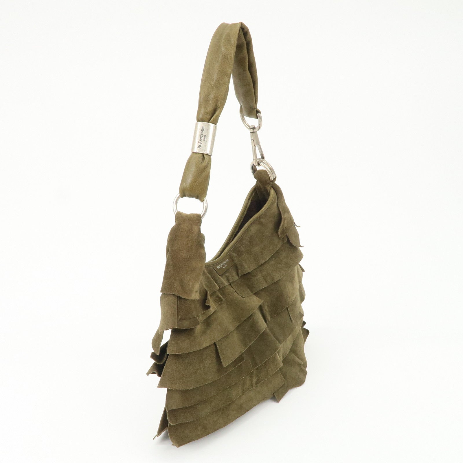 SAINT LAURENT Saint Tropez Suede Leather Shoulder Bag Khaki 12245