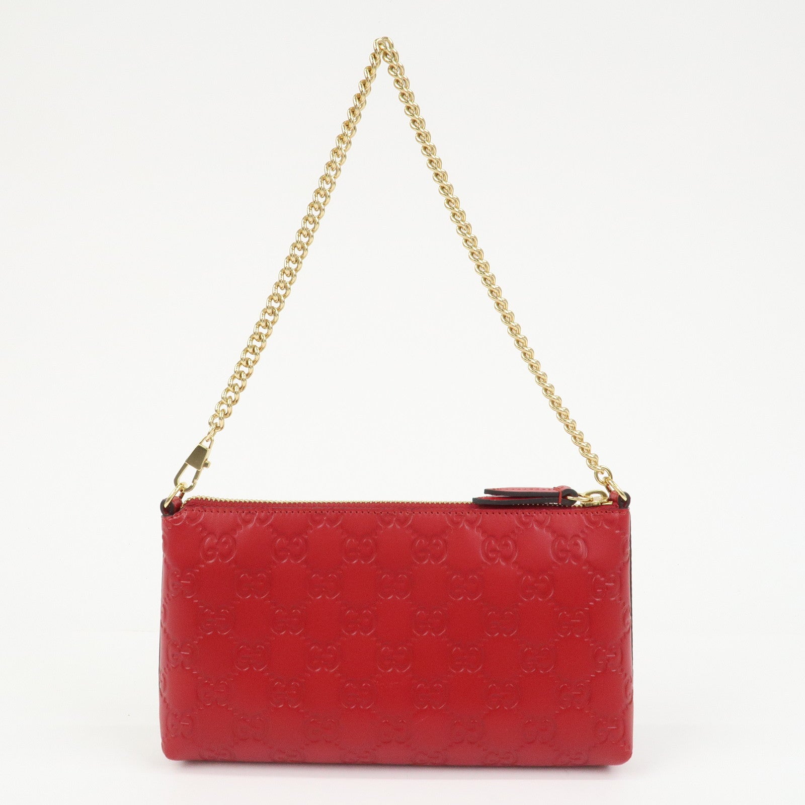GUCCI Guccissima Leather Chain Shoulder Bag Pouch Red 428449