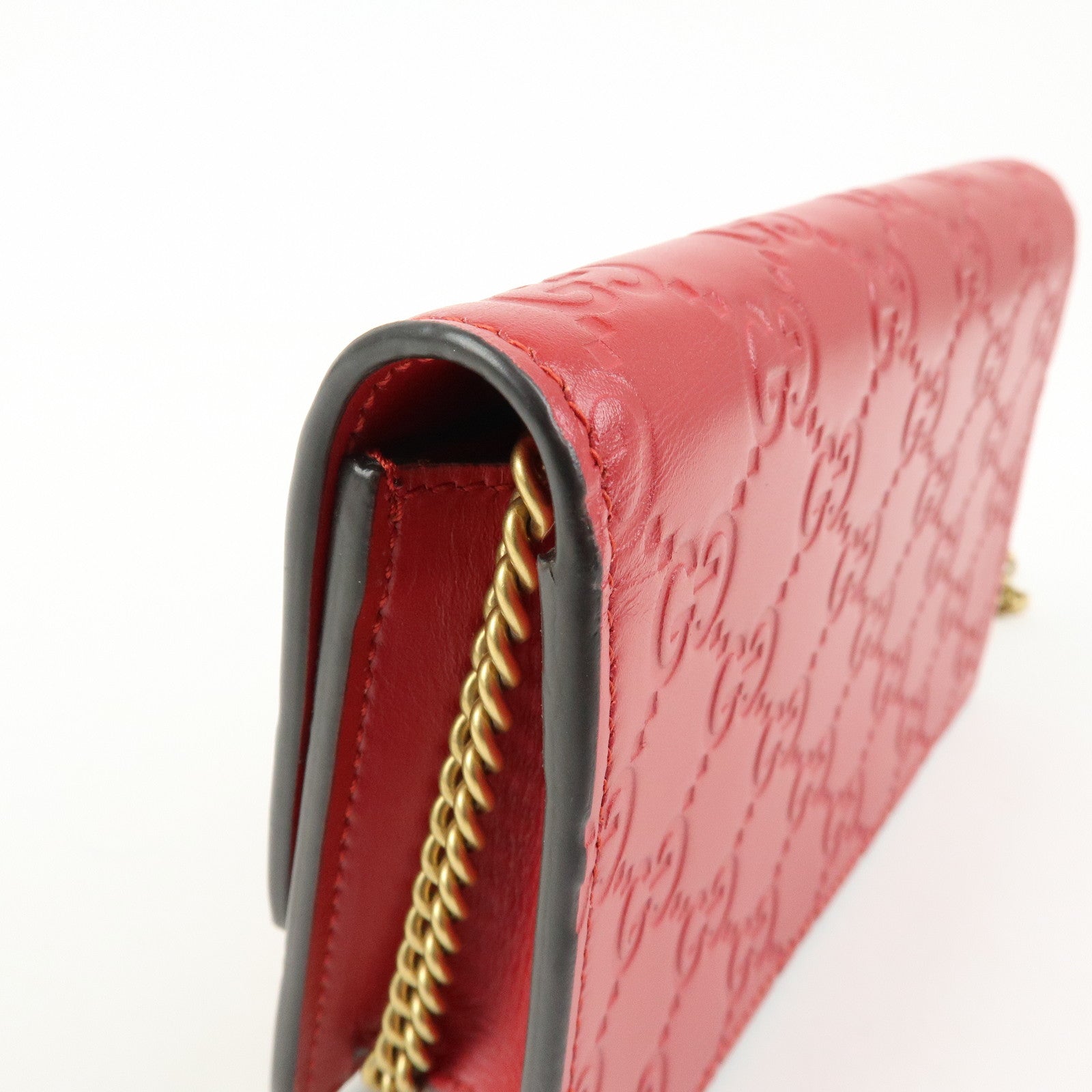 GUCCI Interlocking G Guccissima Chain Shoulder Bag Cherry 481291